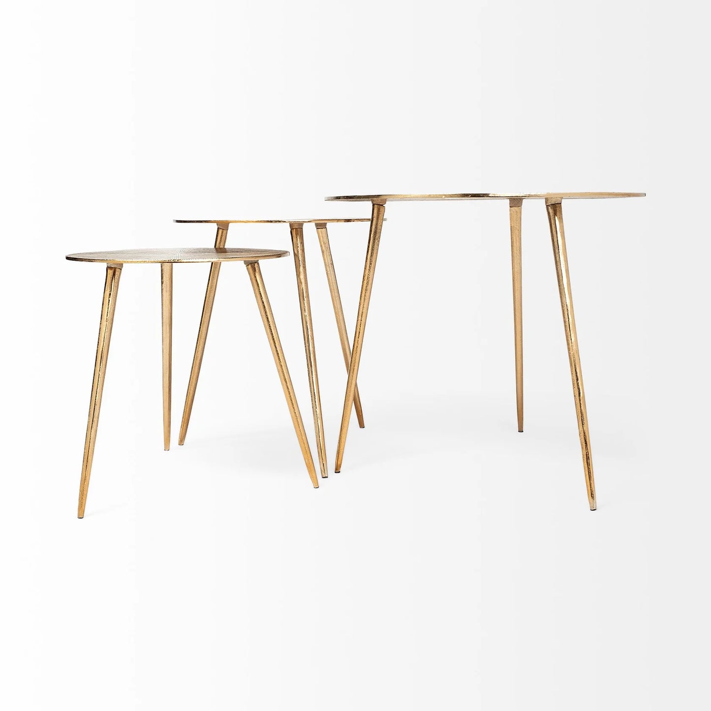 Reva Accent Table: Elegant Antiqued-Gold Round Design with Spindle Legs, Perfect for Modern Spaces