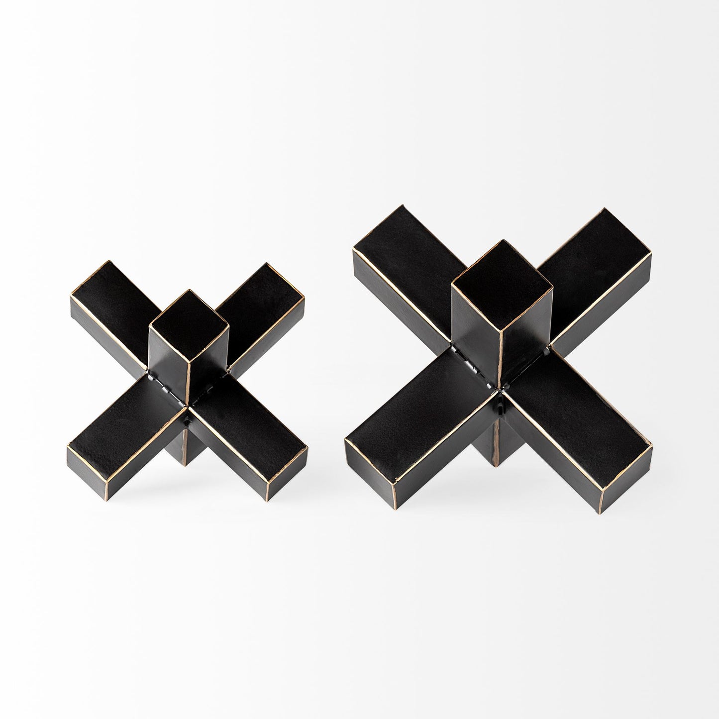 Abel Geometric Decorative Object β Matte Black & Gold Accent for Modern Home Decor & Styling