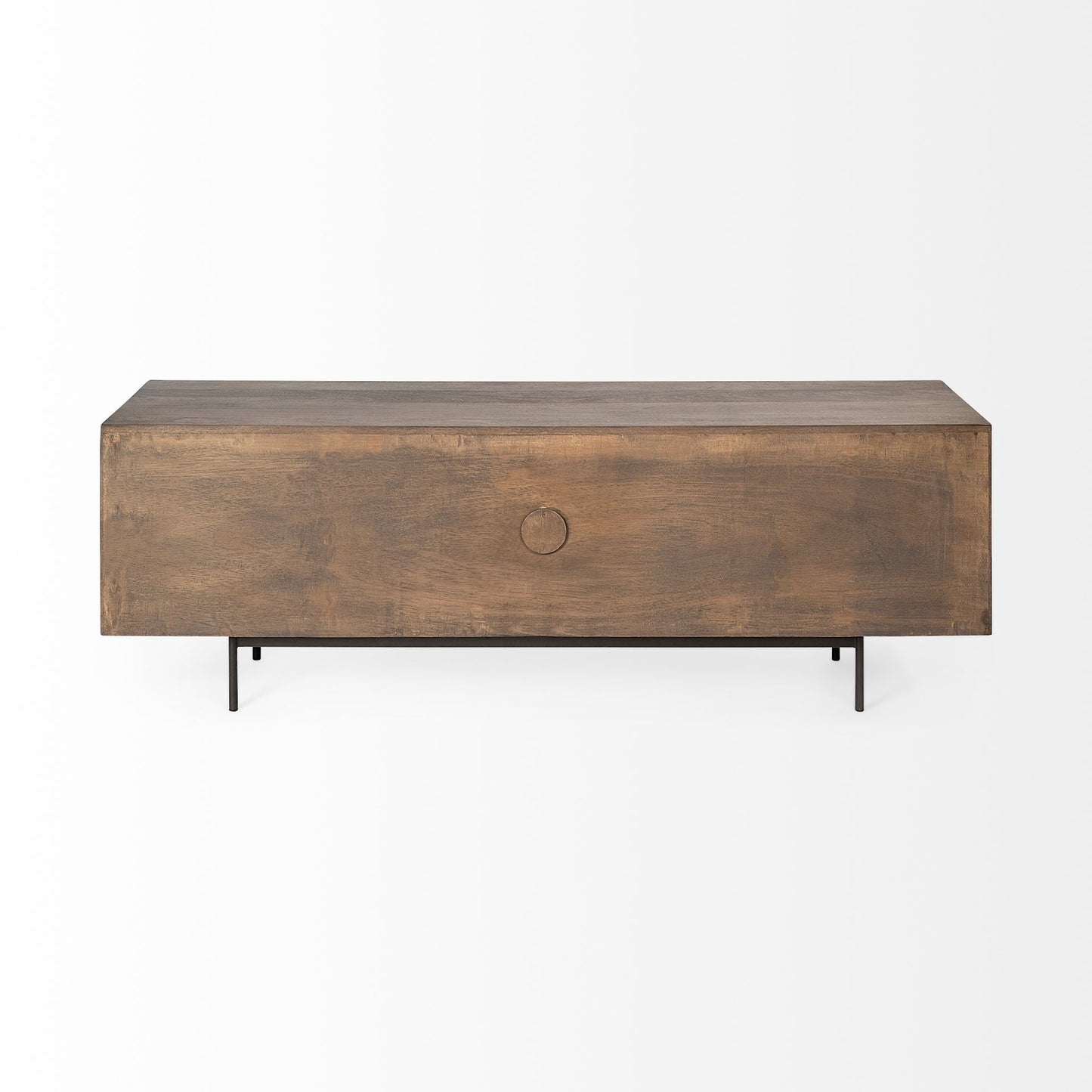 Grace I Two-Toned Brown Solid Wood TV Stand Media Console with Slatted Doors - Stylish Design for Modern Living Rooms and Entertainment Spaces