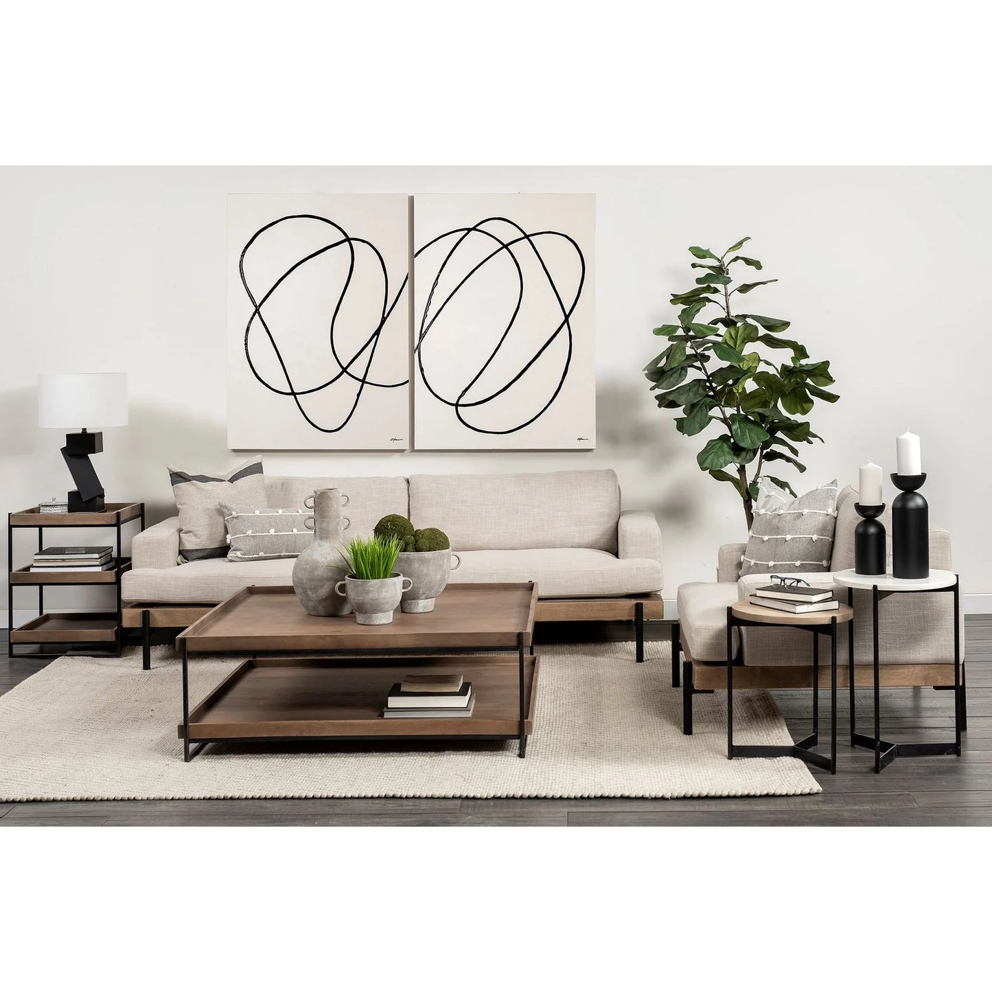 Deya Unique Rustic Brown Ceramic Vase with C-Shaped Handles for Stylish Home Decor Accent
