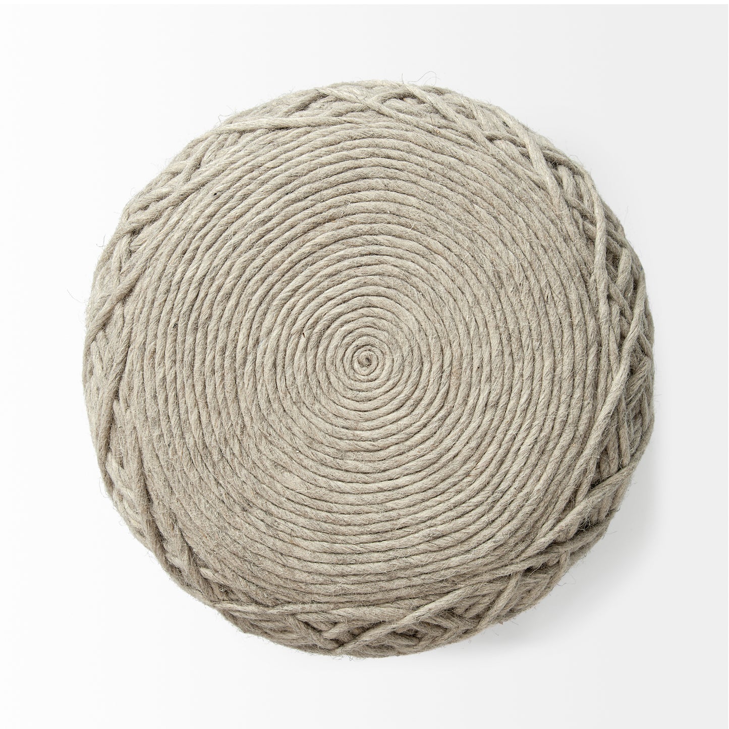 Allium Handwoven Wool Pouf - Stylish Diamond Weave Design for Chic Home Decor Accents