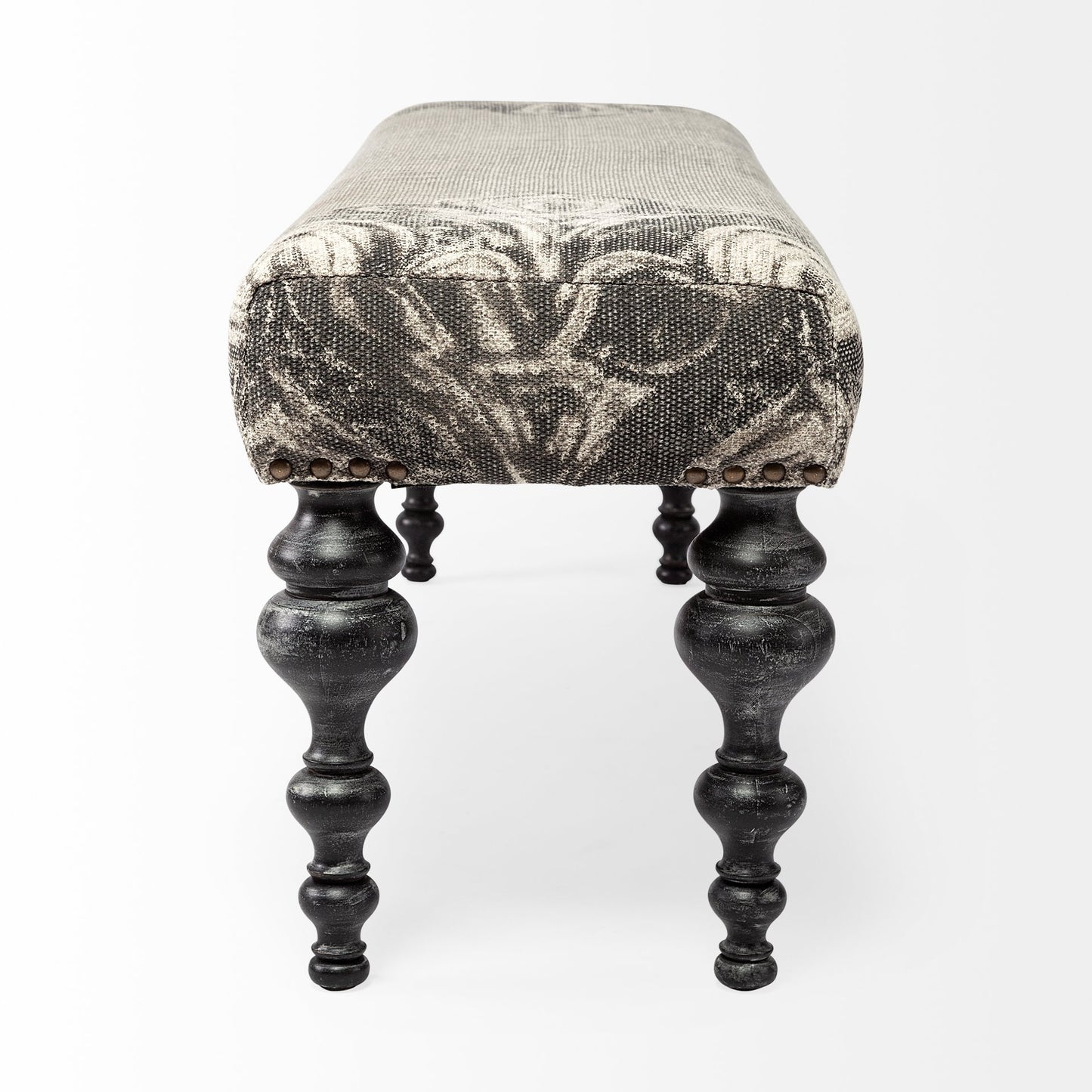 Alhambra Upholstered Gray Seat with Black Wood Legs Accent Bench - Chic and Modern Home Seating