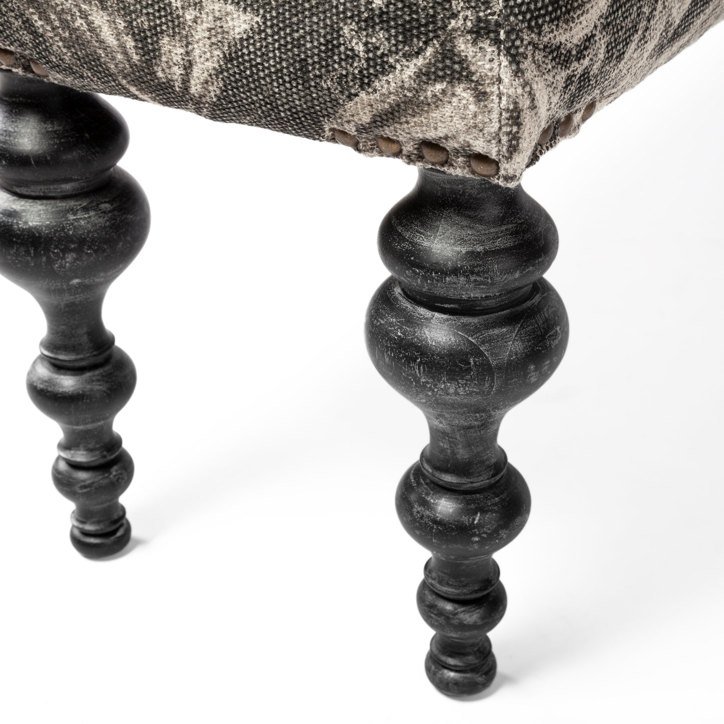 Alhambra Upholstered Gray Seat with Black Wood Legs Accent Bench - Chic and Modern Home Seating