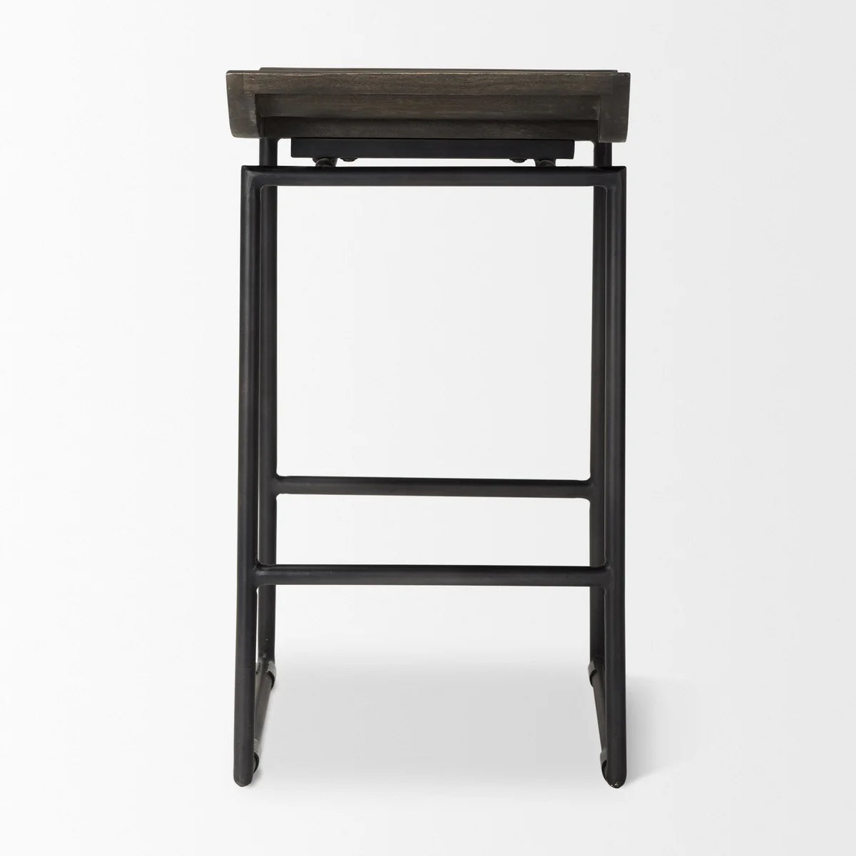 Givens Sleek 24.25" Matte Black Wooden Seat Bar Stool with Sturdy Metal Frame for Modern Spaces