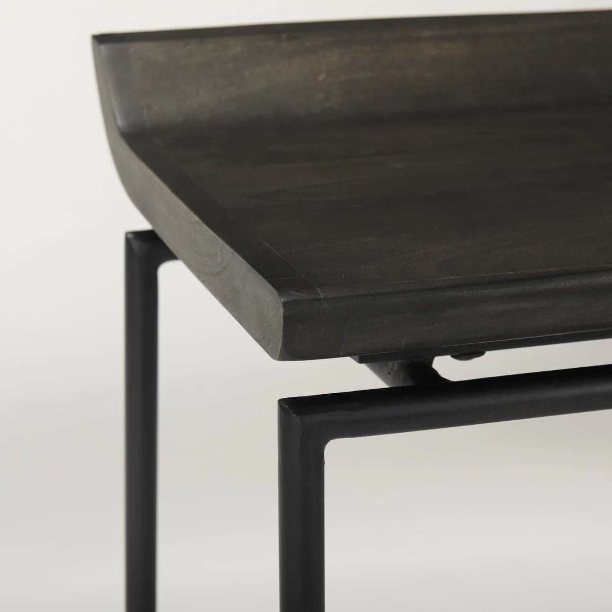 Givens Sleek 24.25" Matte Black Wooden Seat Bar Stool with Sturdy Metal Frame for Modern Spaces