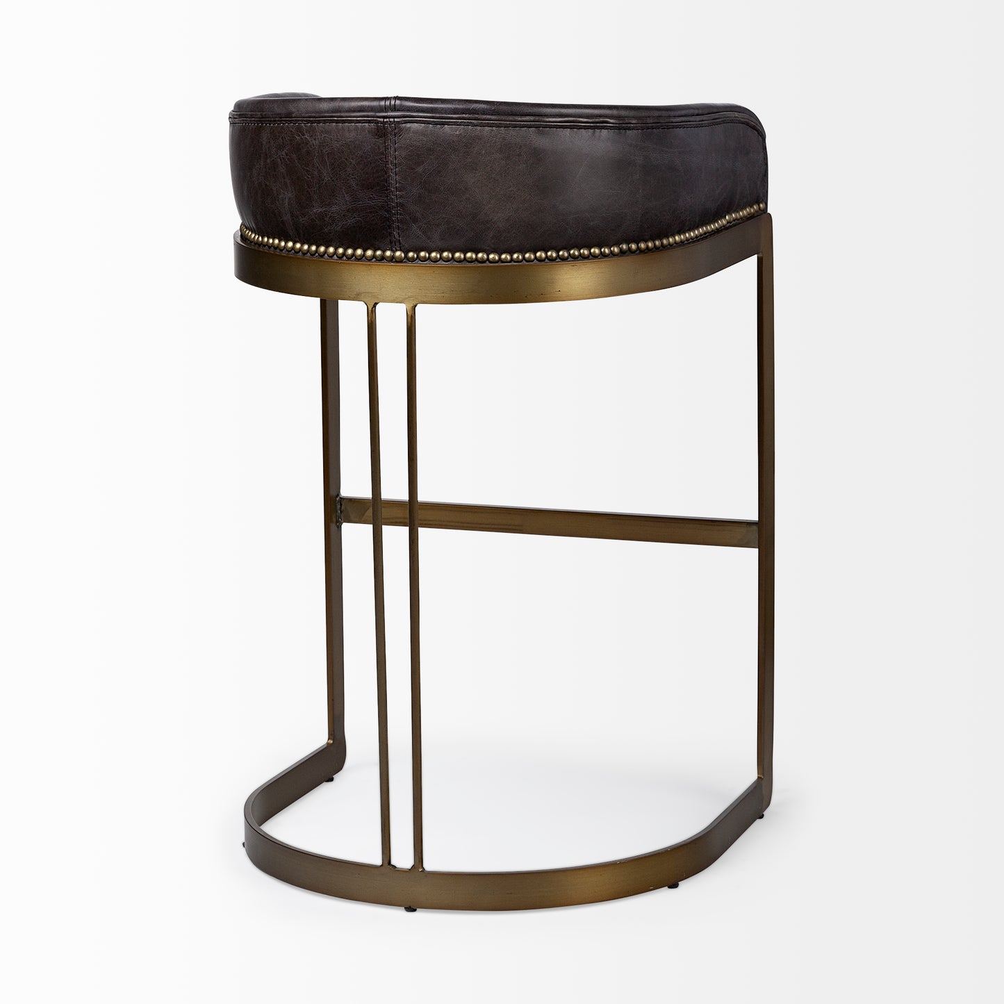 Modern Leather Bar Stool – Hollyfield with Gold Metal Frame