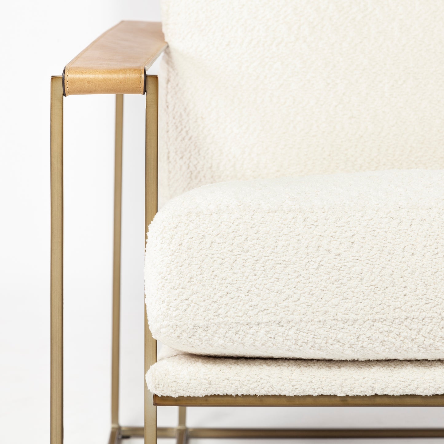 Watson Cream Fabric Wrap with Gold Metal Frame Accent Chair - Elegant and Contemporary Seating Option
