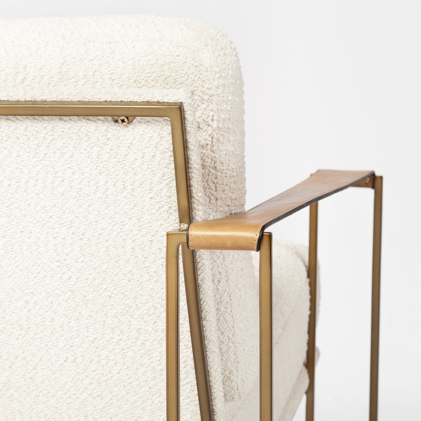 Watson Cream Fabric Wrap with Gold Metal Frame Accent Chair - Elegant and Contemporary Seating Option