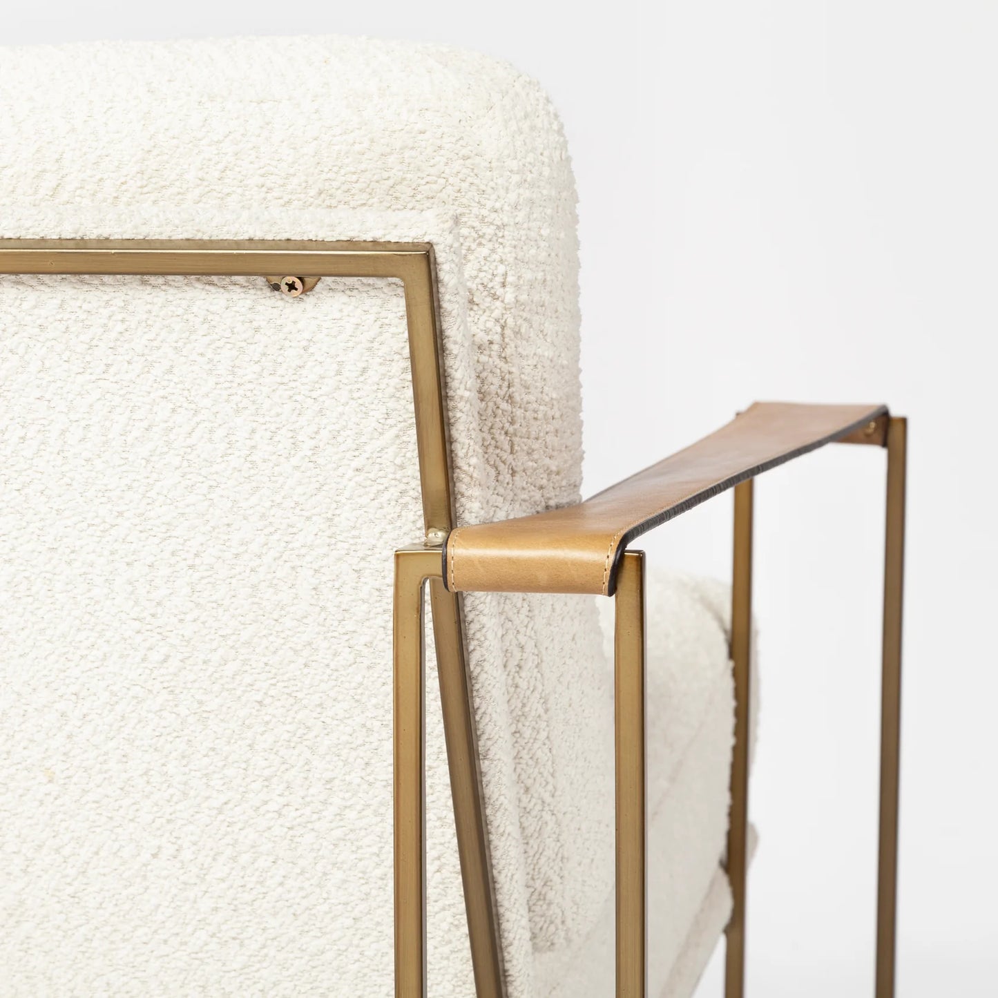 Watson Accent Chair – Luxurious Black Leather Upholstery with an Elegant Gold Metal Frame for Modern Living Spaces