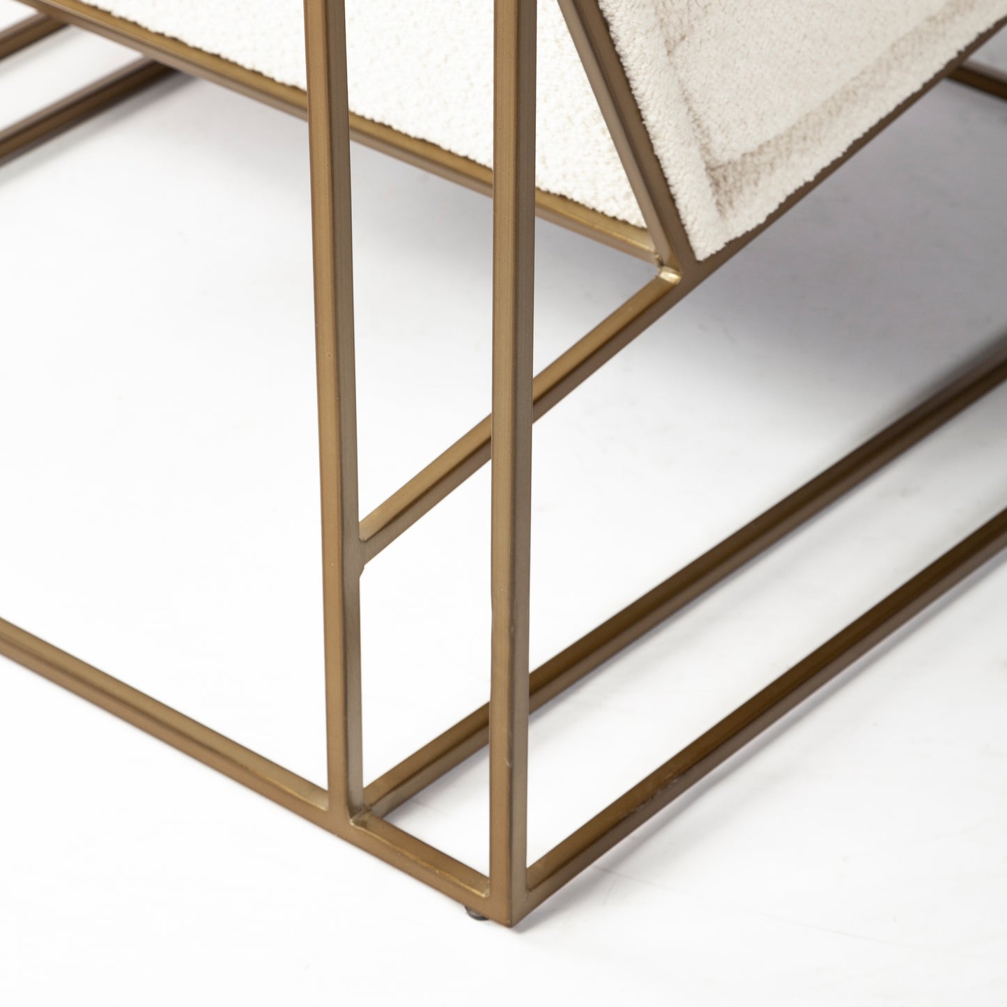 Watson Cream Fabric Wrap with Gold Metal Frame Accent Chair - Elegant and Contemporary Seating Option