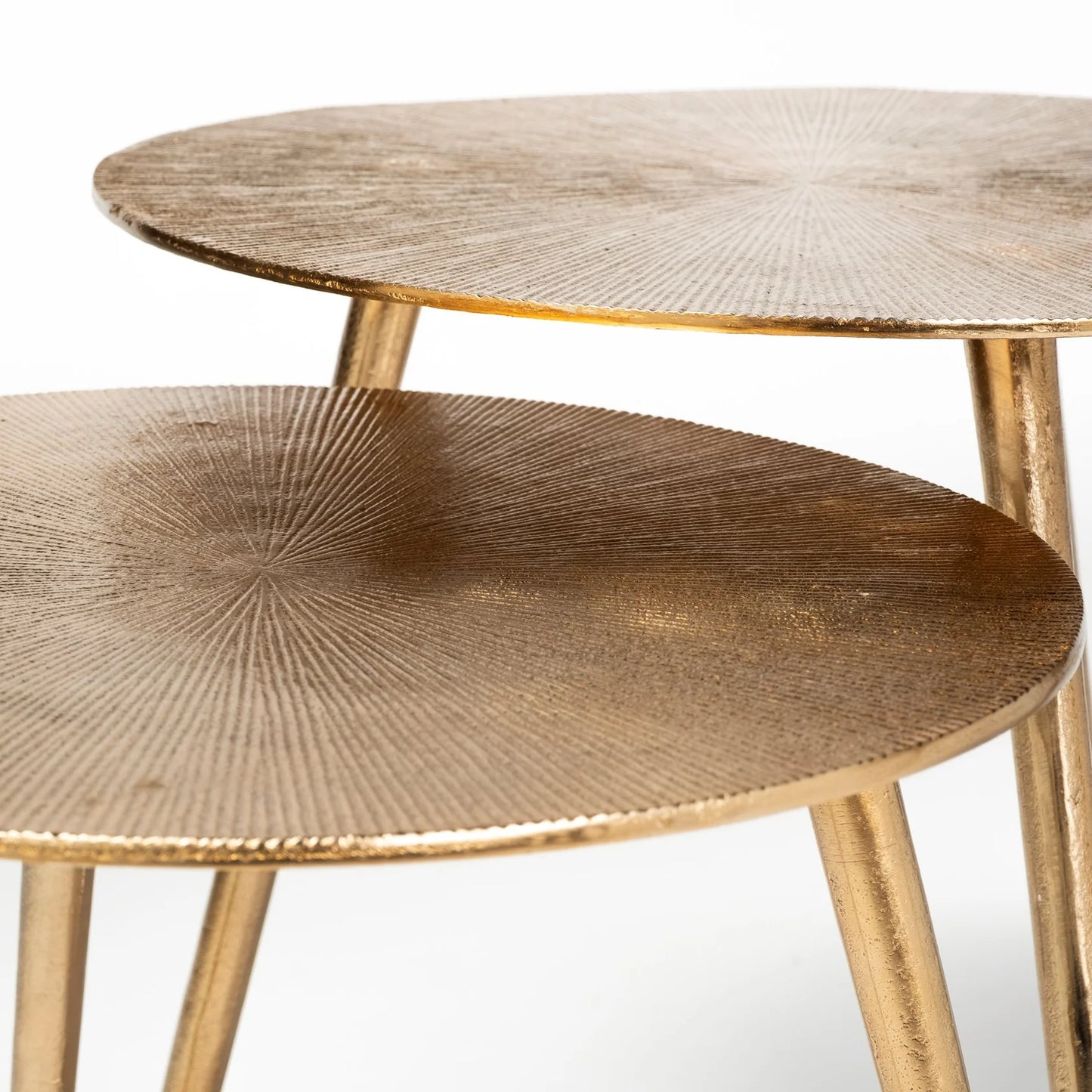 Reva Accent Table: Elegant Antiqued-Gold Round Design with Spindle Legs, Perfect for Modern Spaces