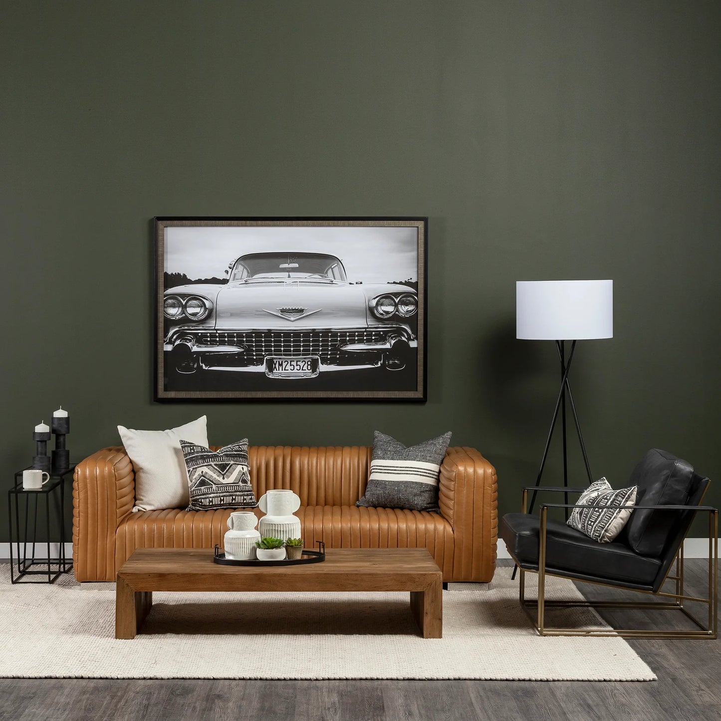 Watson Accent Chair – Luxurious Black Leather Upholstery with an Elegant Gold Metal Frame for Modern Living Spaces