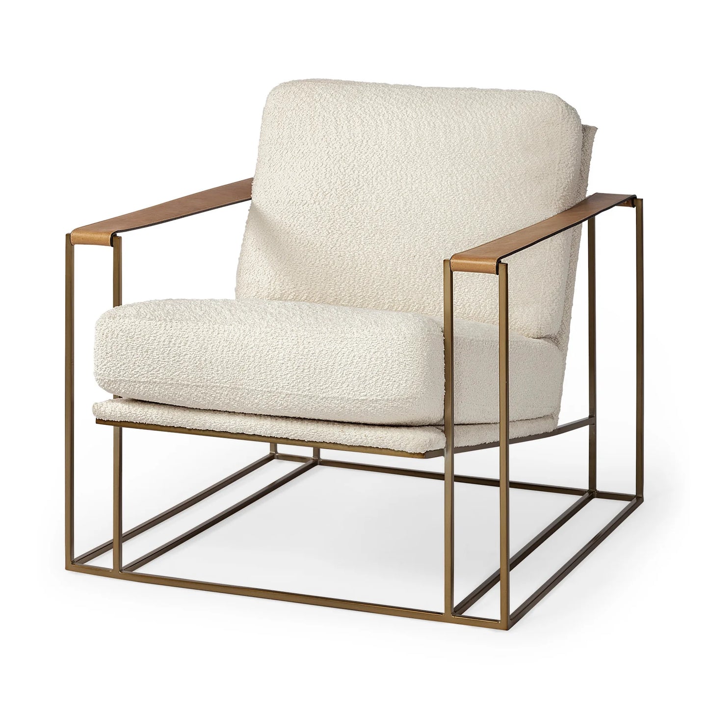 Watson Accent Chair – Luxurious Black Leather Upholstery with an Elegant Gold Metal Frame for Modern Living Spaces