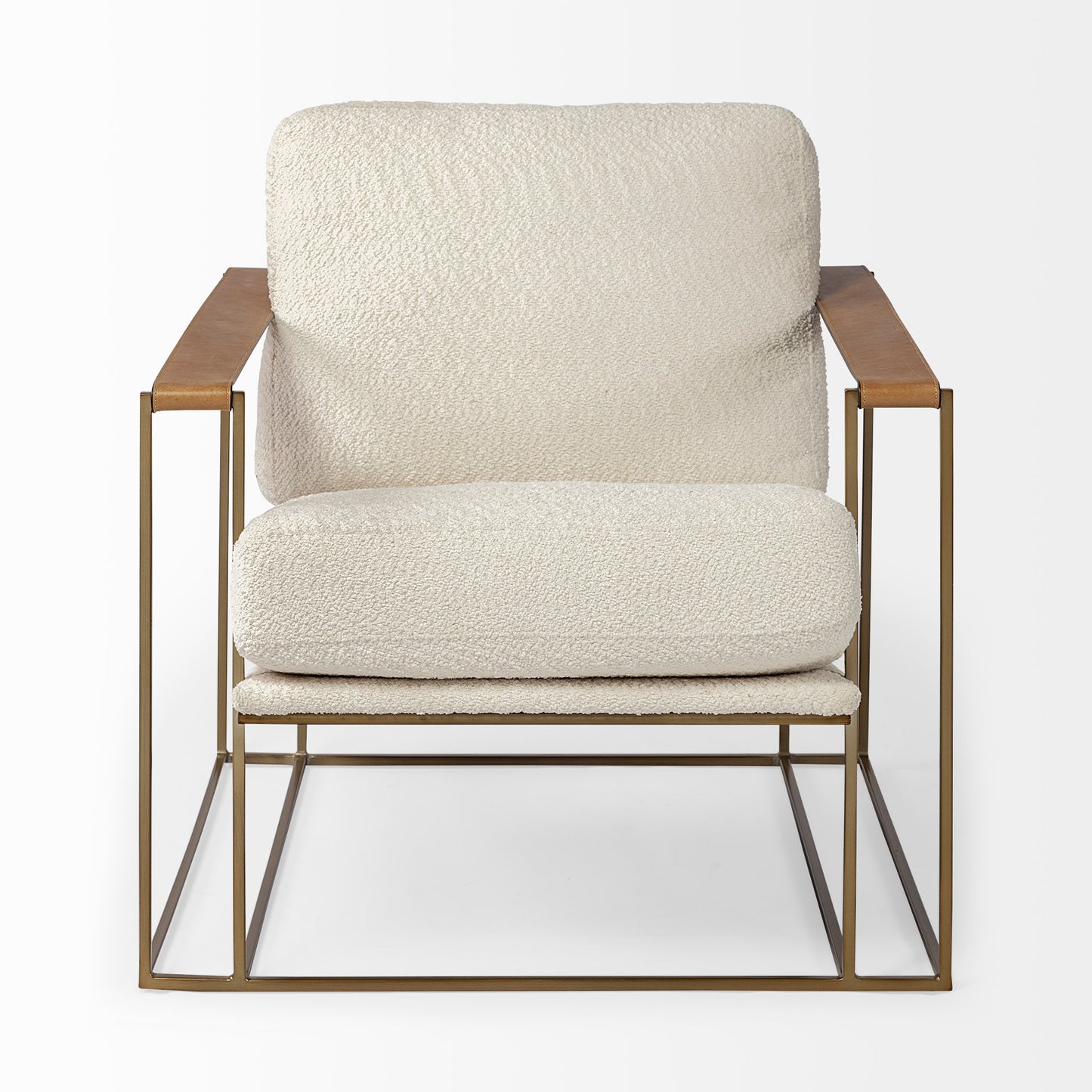 Watson Cream Fabric Wrap with Gold Metal Frame Accent Chair - Elegant and Contemporary Seating Option