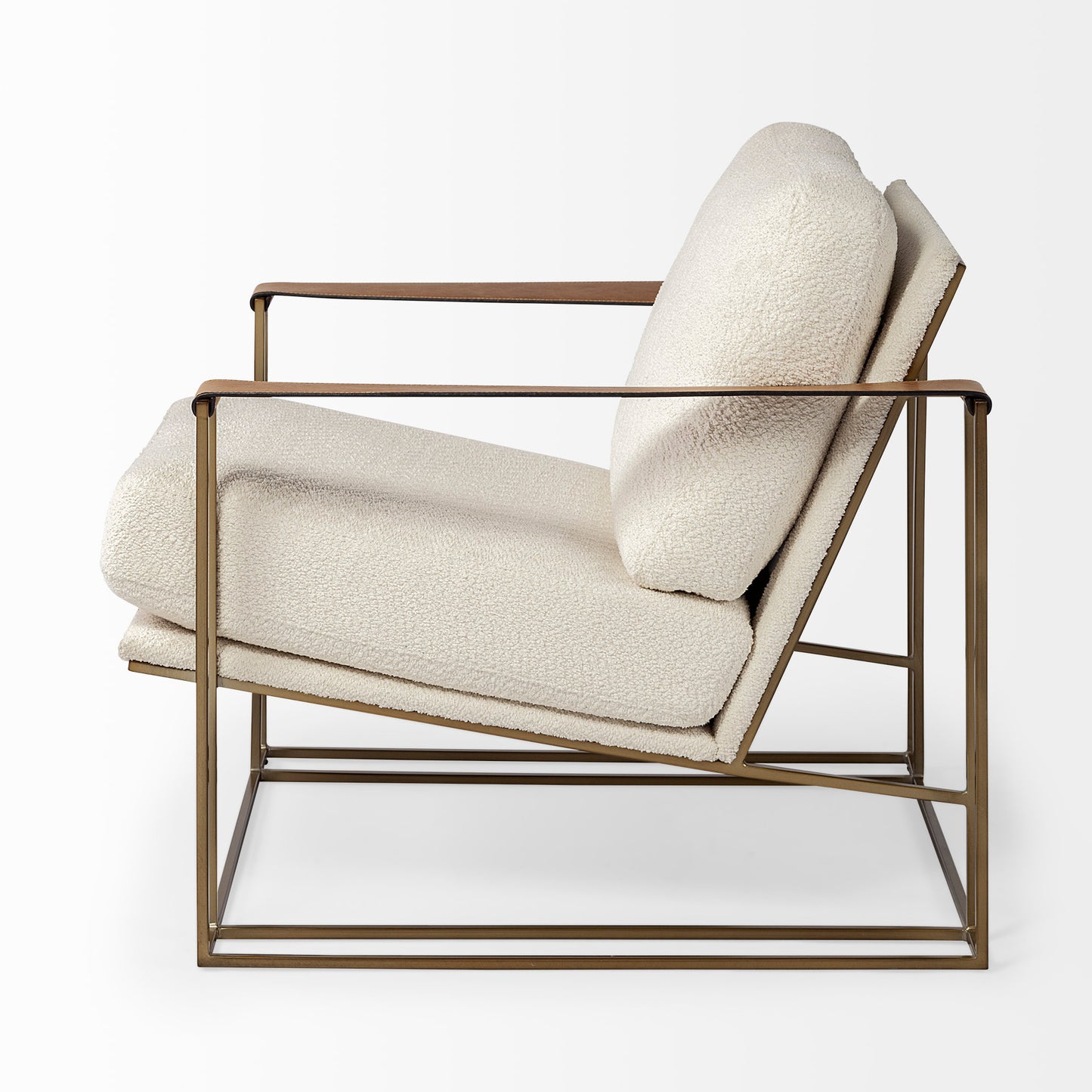 Watson Cream Fabric Wrap with Gold Metal Frame Accent Chair - Elegant and Contemporary Seating Option
