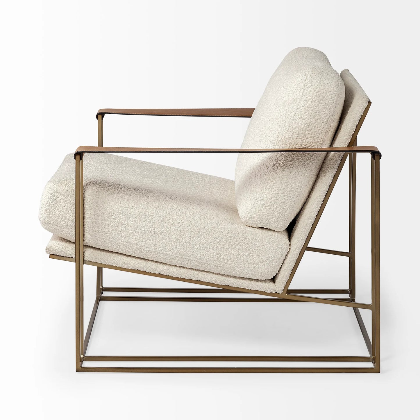 Watson Accent Chair – Luxurious Black Leather Upholstery with an Elegant Gold Metal Frame for Modern Living Spaces