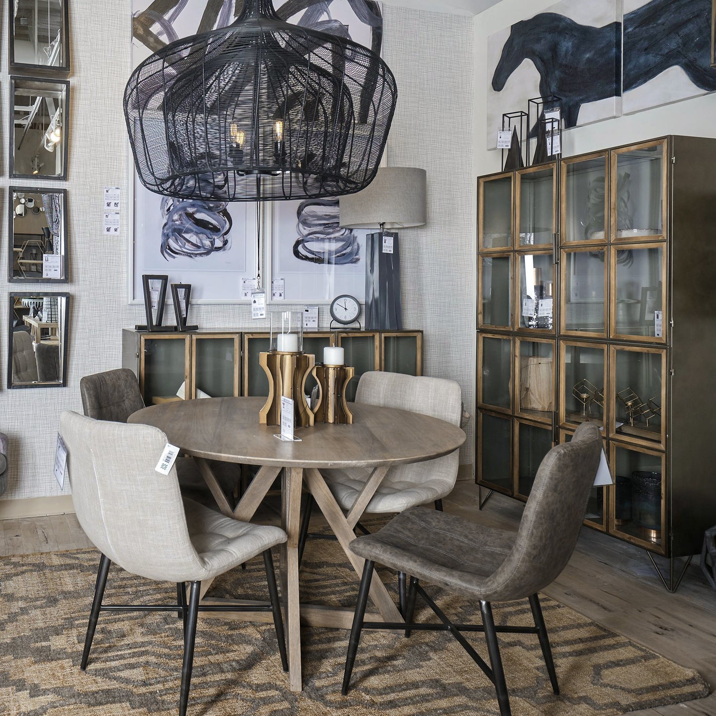 Jennings II 48" Round Brown Solid Wood Table Top with Base Dining Table for a Classic and Timeless Dining Experience