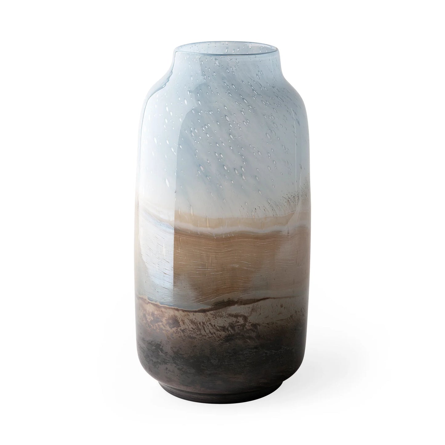 Nasser Large Urn-Style Glass Vase in Striking Blue, Gold, and Chrome Finish β Stunning Decor Piece