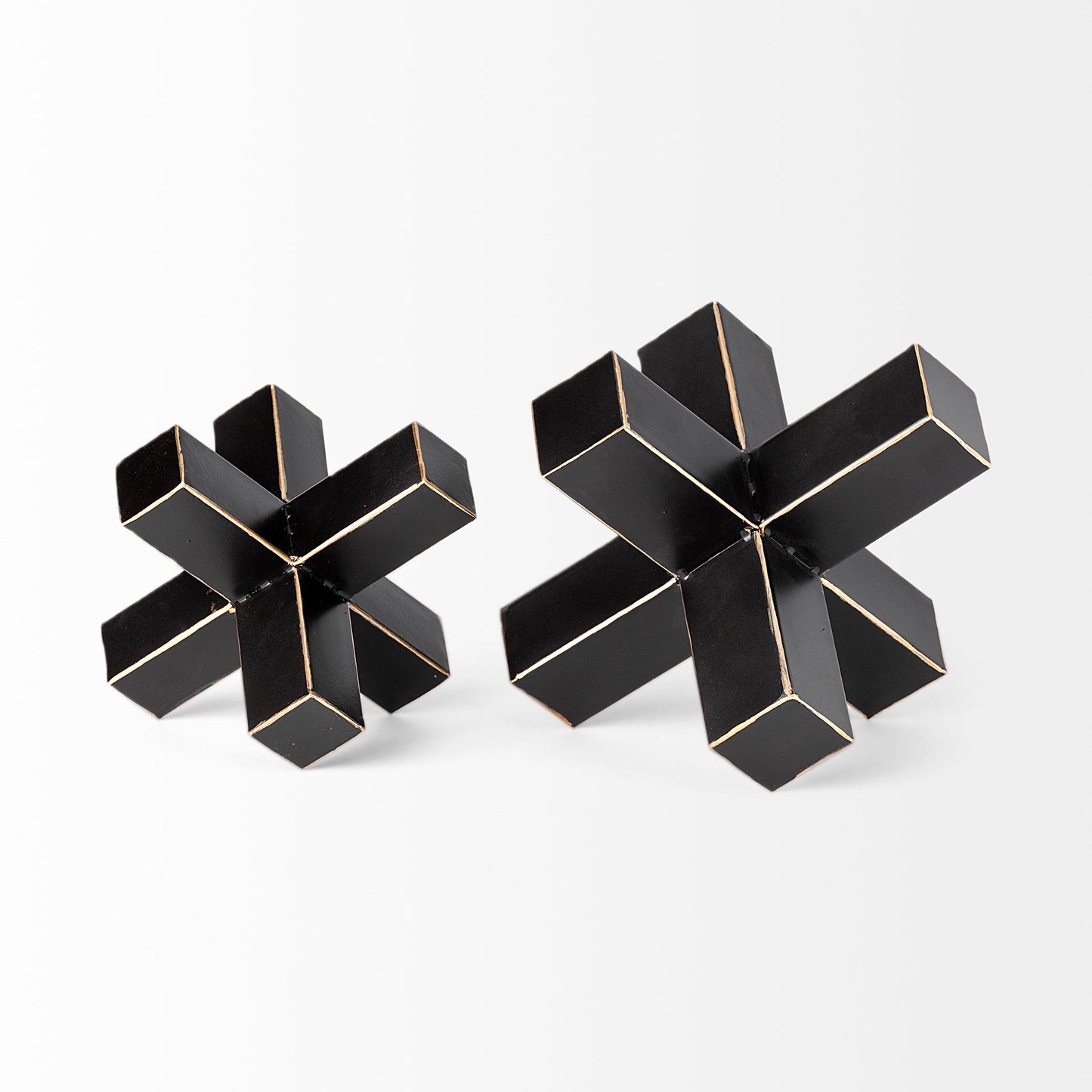 Abel Geometric Decorative Object β Matte Black & Gold Accent for Modern Home Decor & Styling