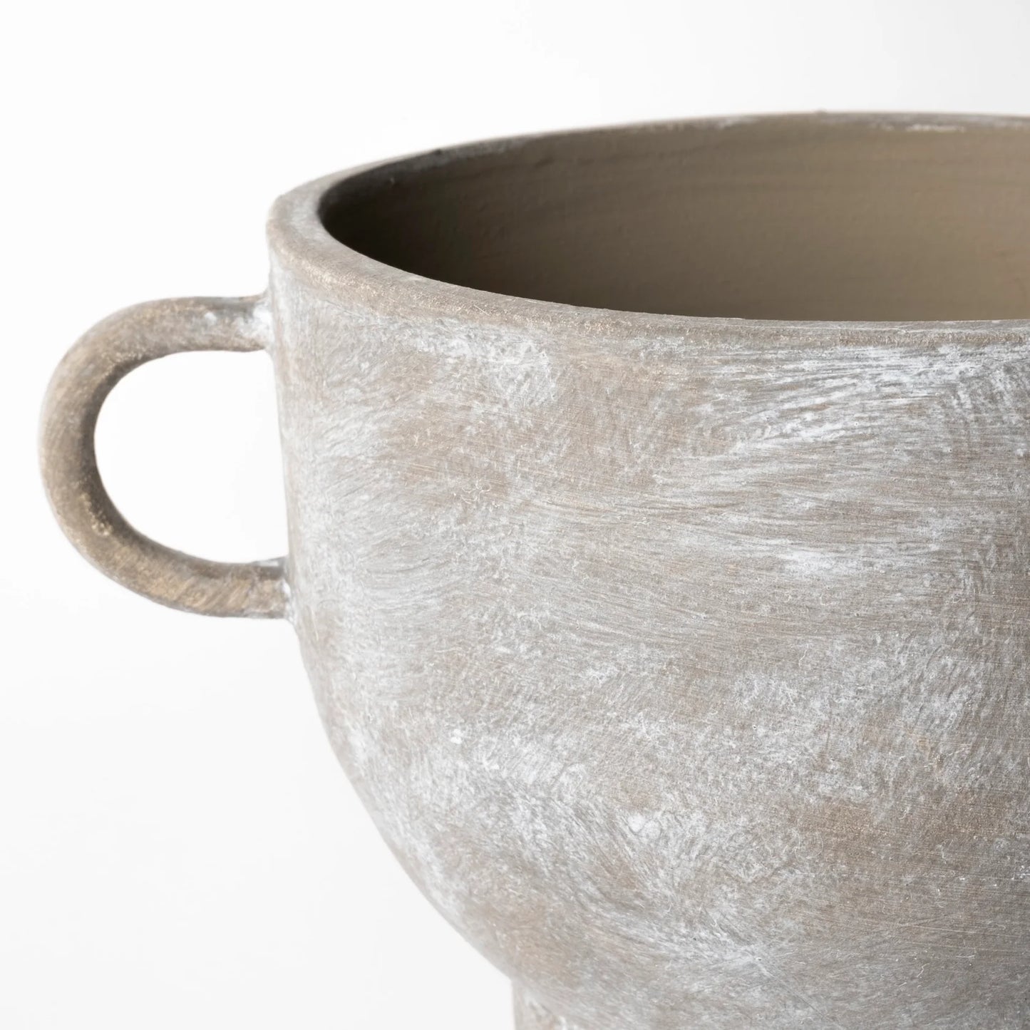 Deya Unique Rustic Brown Ceramic Vase with C-Shaped Handles for Stylish Home Decor Accent
