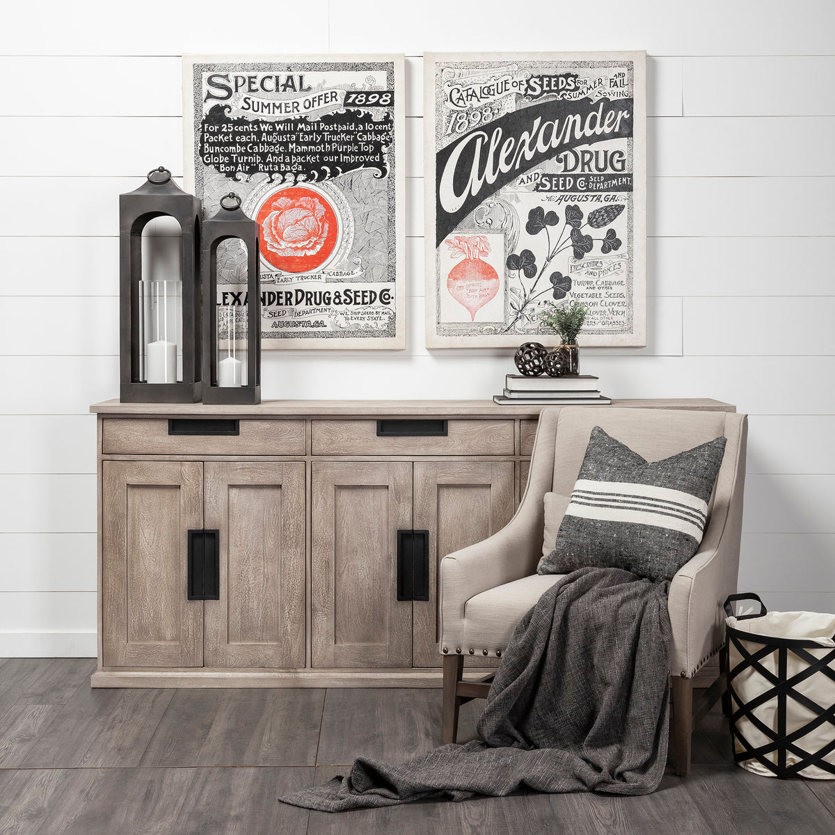 Kensington Cream Linen Fabric and Wood Accent Chair