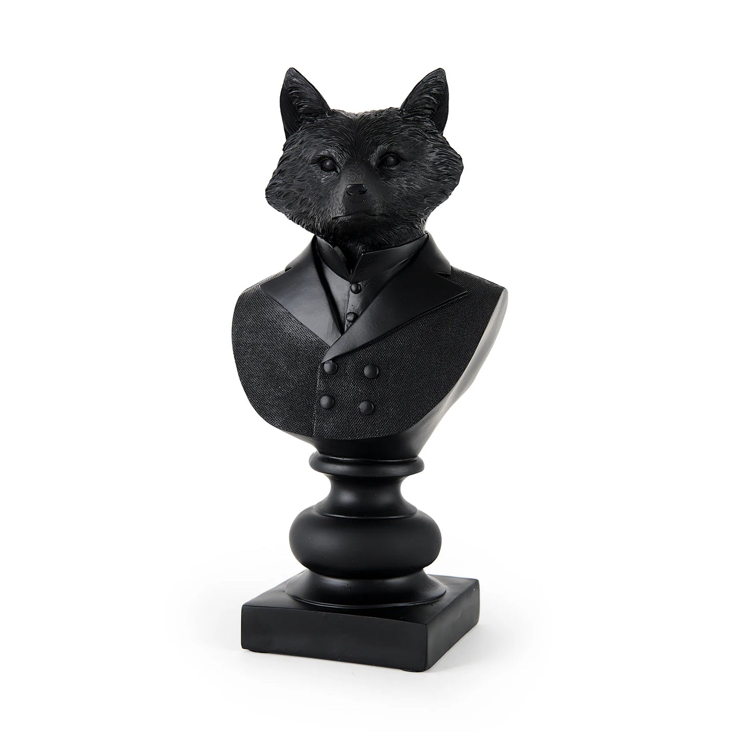Murray Decorative Resin Fox Bust – Chic 13" Matte Black Sculpture for Elegant Home Décor