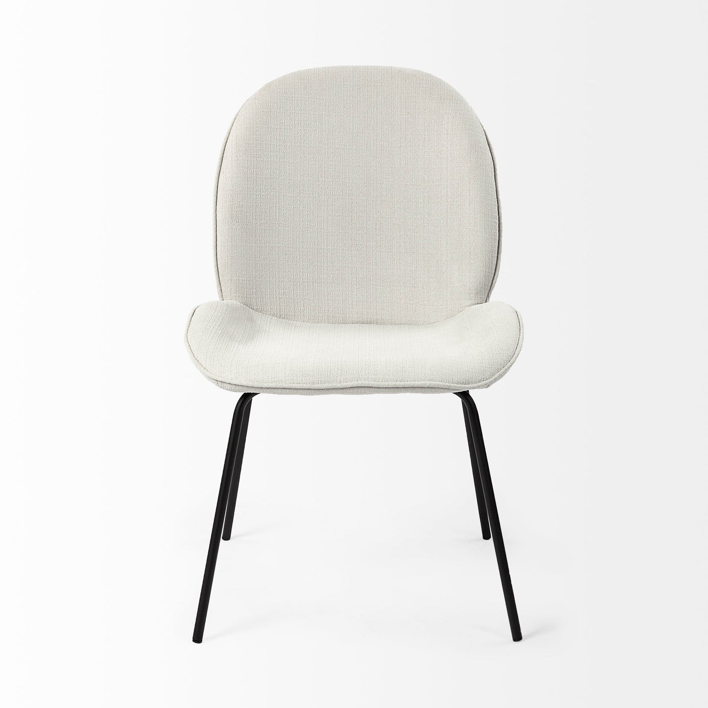 Inala White Fabric Seat with Black Metal Frame Dining Chair - Set of 2, Stylish and Comfortable Seating