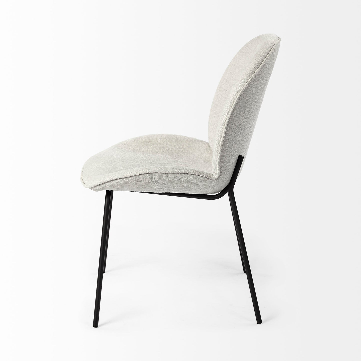 Inala White Fabric Seat with Black Metal Frame Dining Chair - Set of 2, Stylish and Comfortable Seating