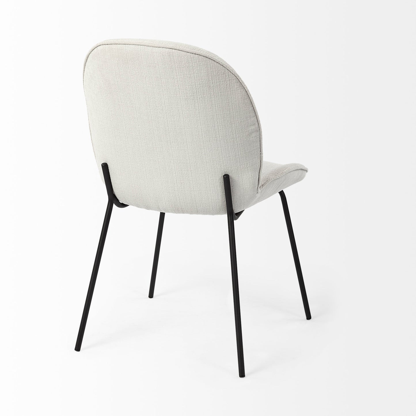 Inala White Fabric Seat with Black Metal Frame Dining Chair - Set of 2, Stylish and Comfortable Seating