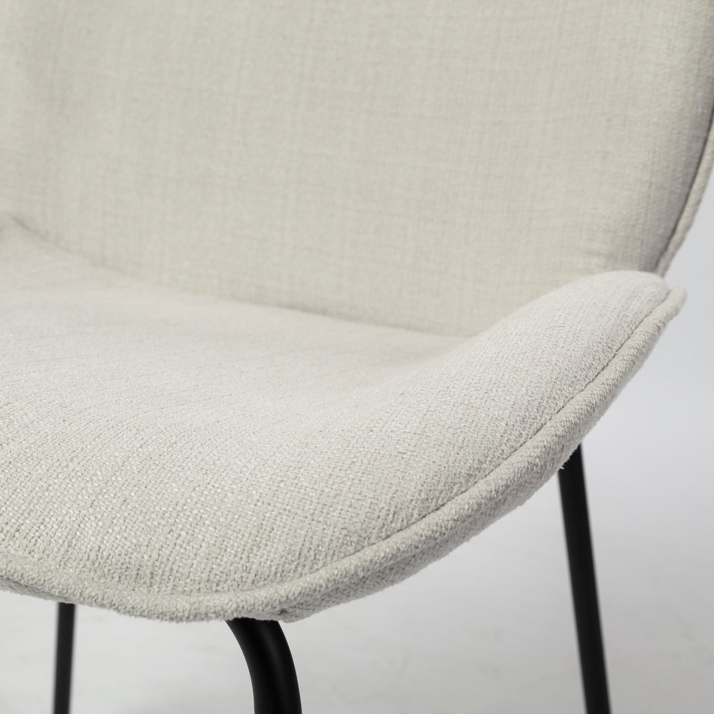 Inala White Fabric Seat with Black Metal Frame Dining Chair - Set of 2, Stylish and Comfortable Seating