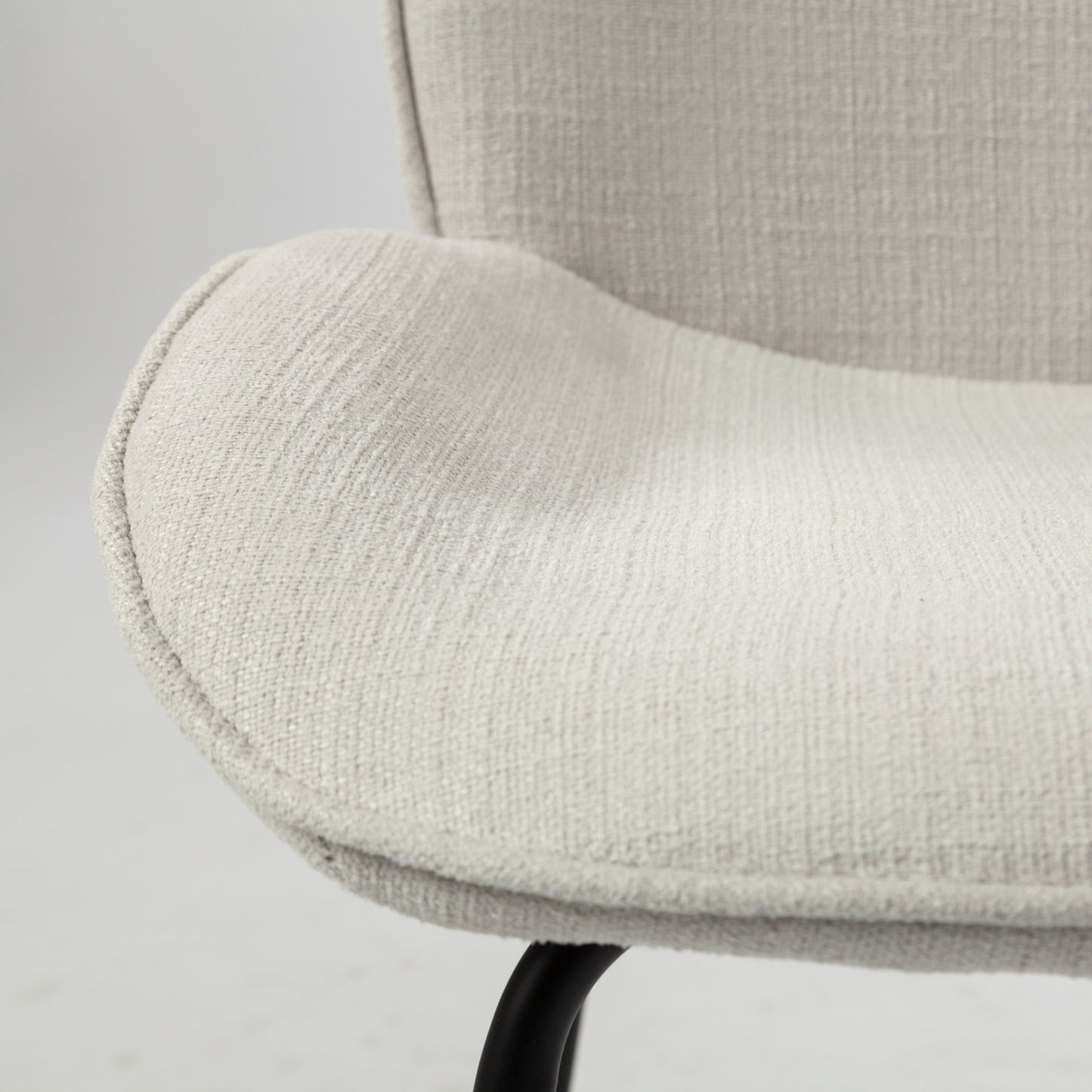 Inala White Fabric Seat with Black Metal Frame Dining Chair - Set of 2, Stylish and Comfortable Seating