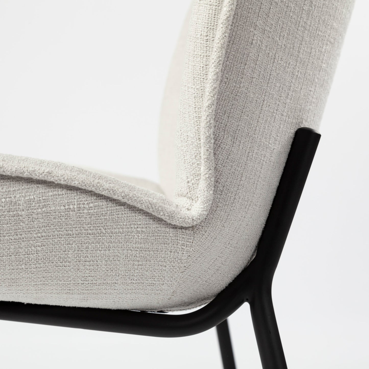 Inala White Fabric Seat with Black Metal Frame Dining Chair - Set of 2, Stylish and Comfortable Seating