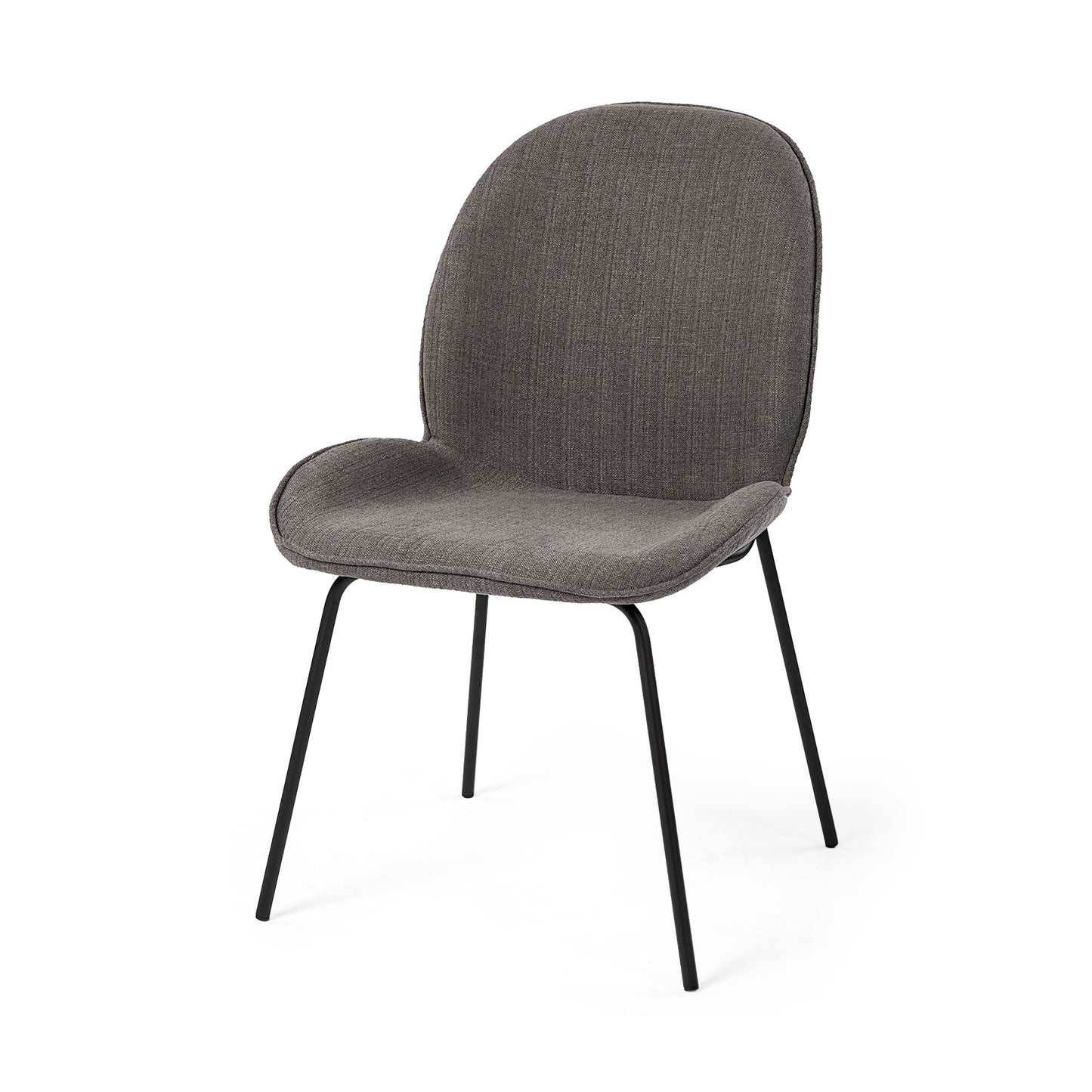 Inala White Fabric Seat with Black Metal Frame Dining Chair - Set of 2, Stylish and Comfortable Seating