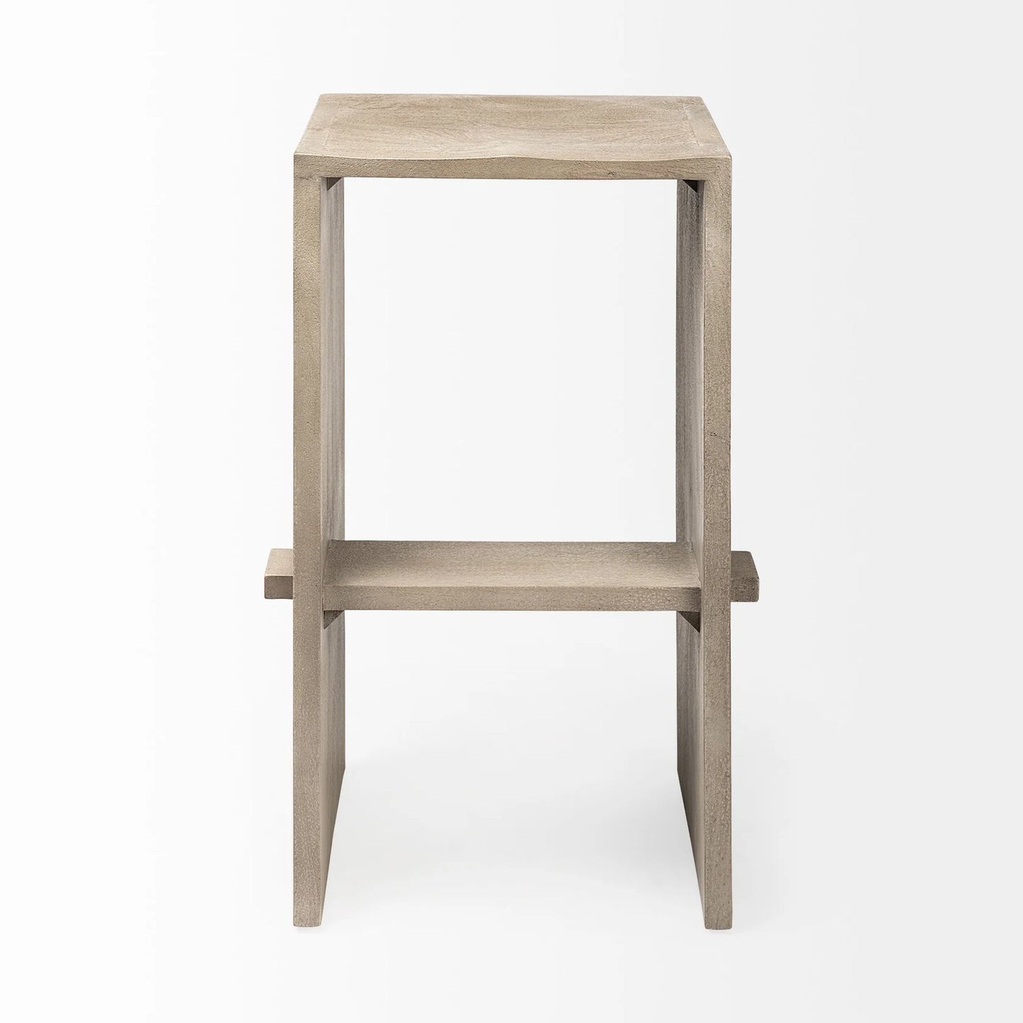 Aida 30" Light Gray Wood Bar Stool - Stylish Mango Wood Design with Unique Leg and Footrest Features