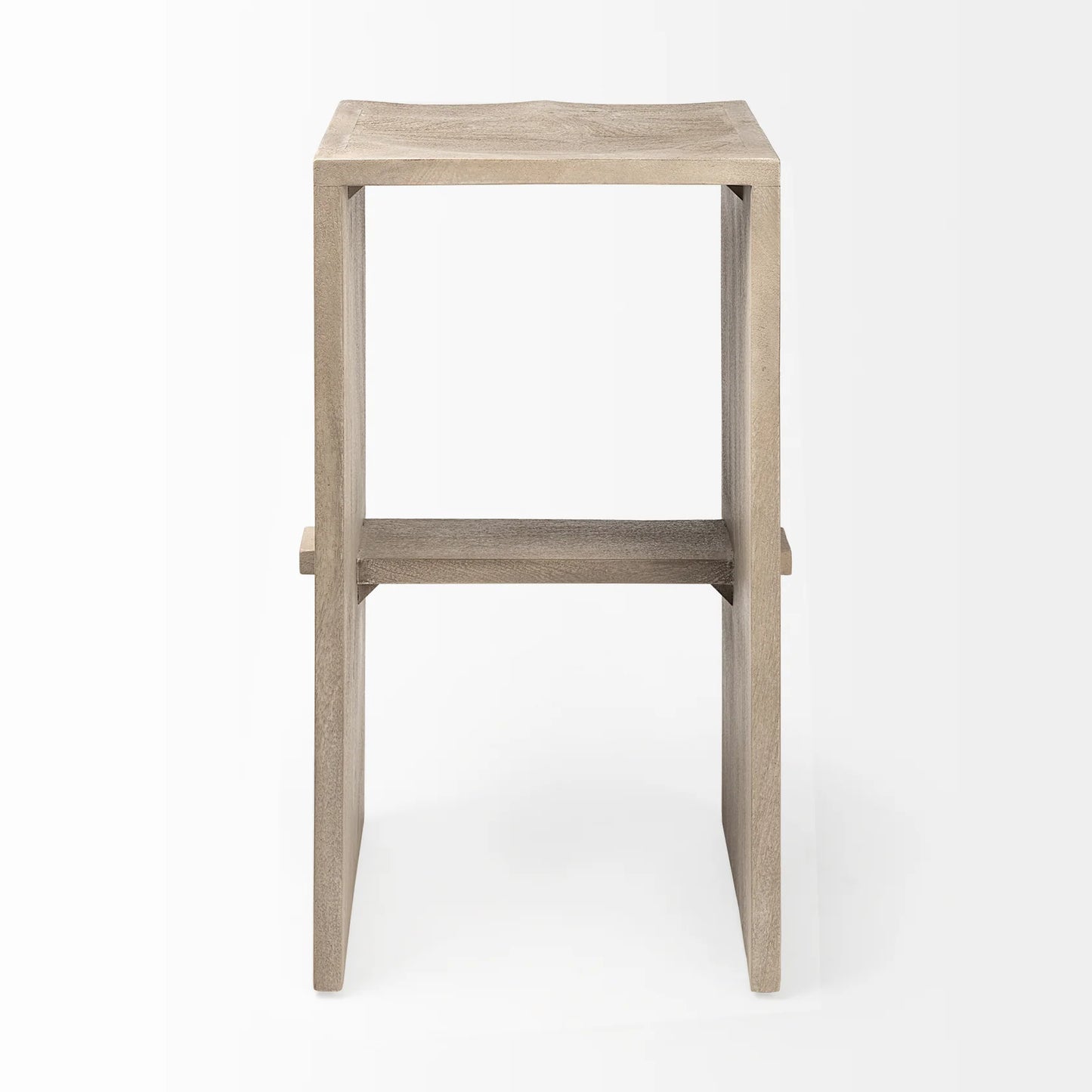 Aida 30" Light Gray Wood Bar Stool - Stylish Mango Wood Design with Unique Leg and Footrest Features