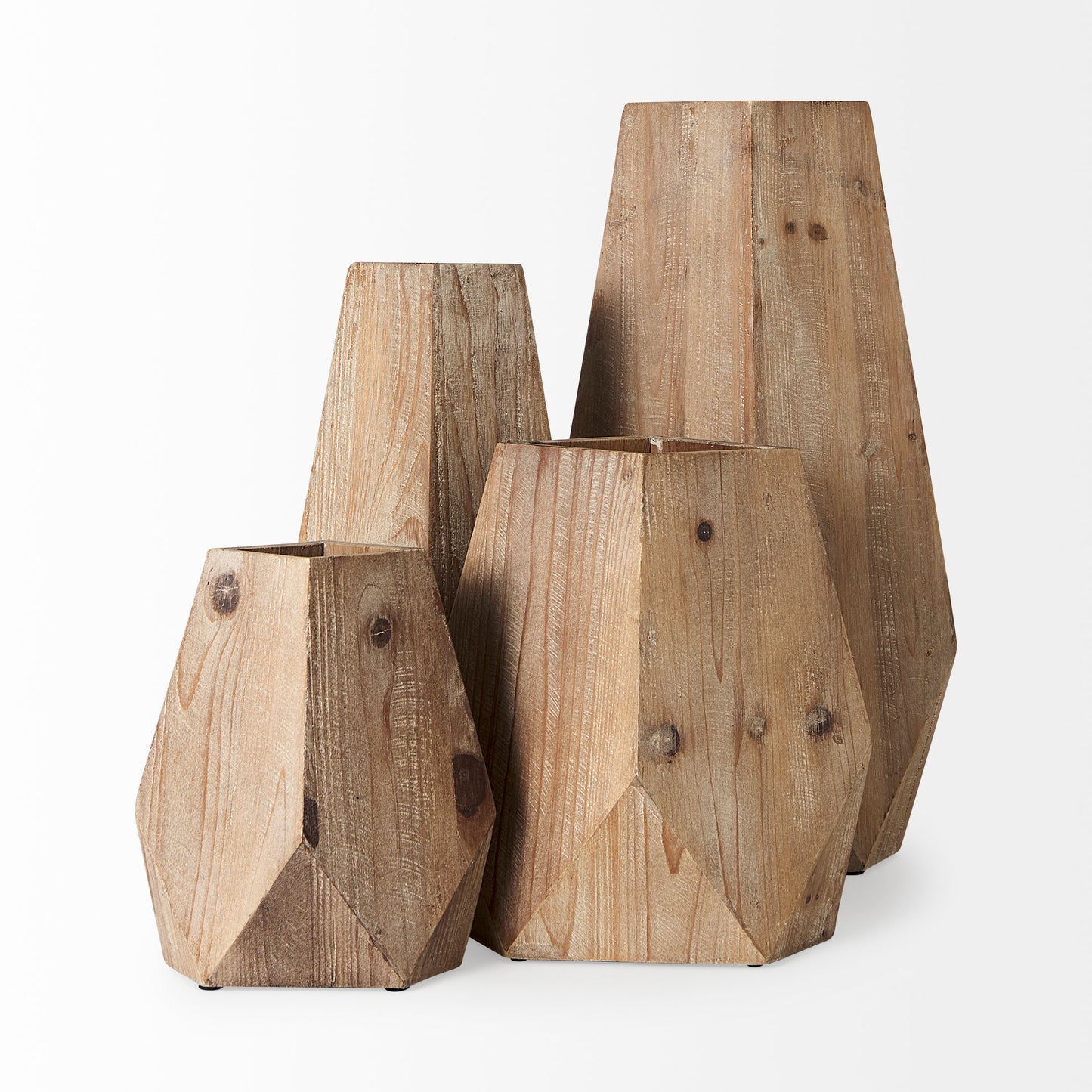 Allen Natural Brown Wood Oval Vase – Unique Tapered Design Perfect for Stylish Home Décor Grouping
