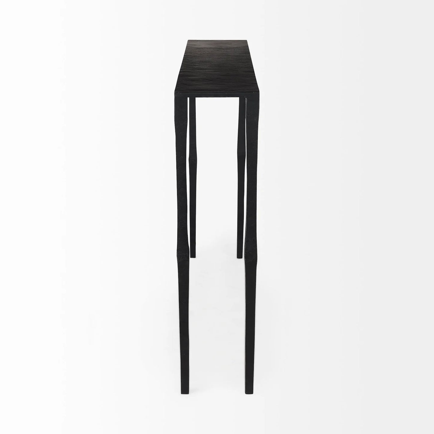 Timothy Industrial Console Table – Sturdy Solid Iron Frame with Ebony Black Finish and Unique Textured Design