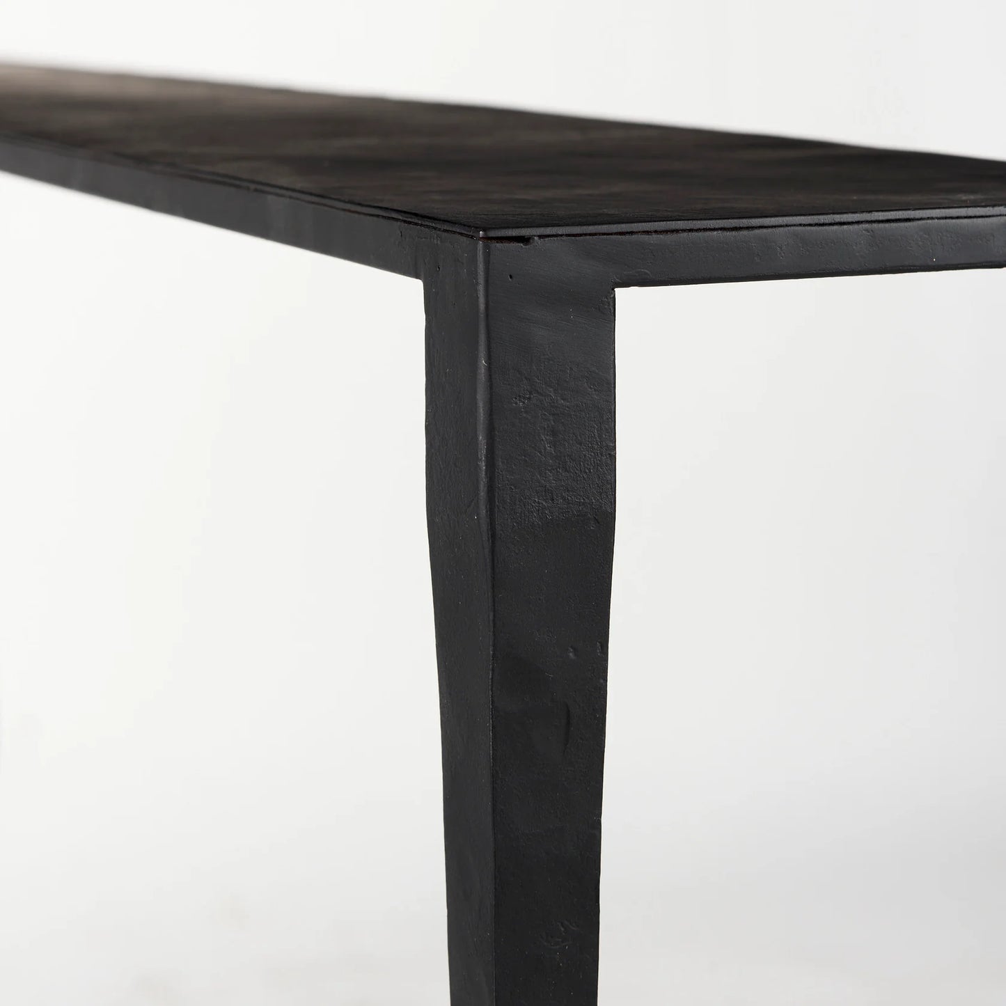 Timothy Industrial Console Table – Sturdy Solid Iron Frame with Ebony Black Finish and Unique Textured Design