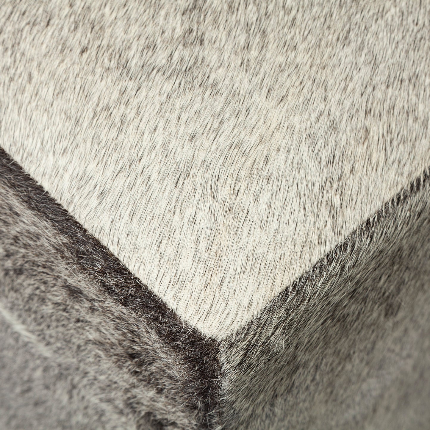 Zahavi Ottoman - Unique Hair-On-Leather Cube for Elegant Farmhouse Decor, No Assembly Required! - Grey Hair-On-Hide