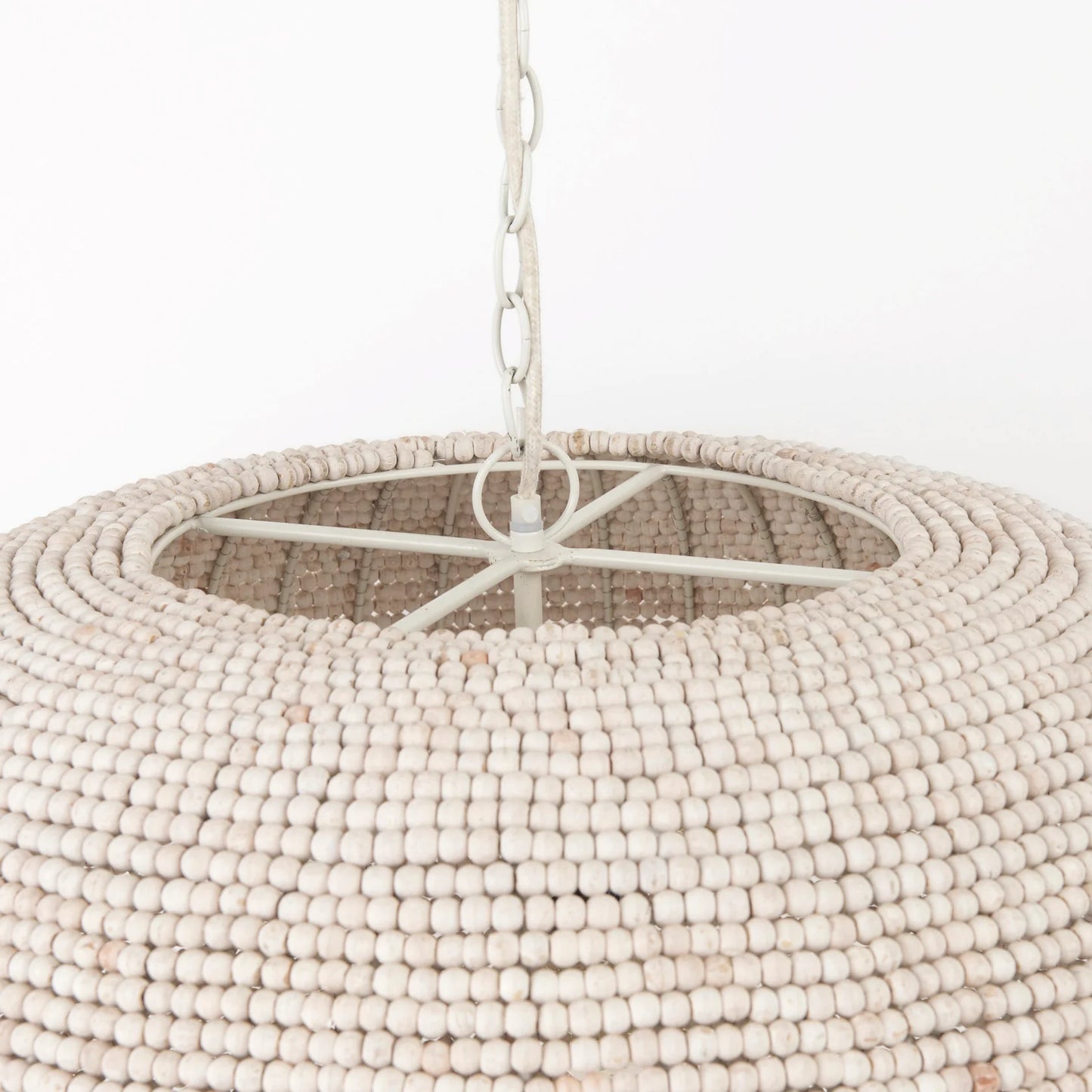 Theta Beaded Chandelier – Elegant White-Washed Design for Timeless Lighting and Sophisticated Décor