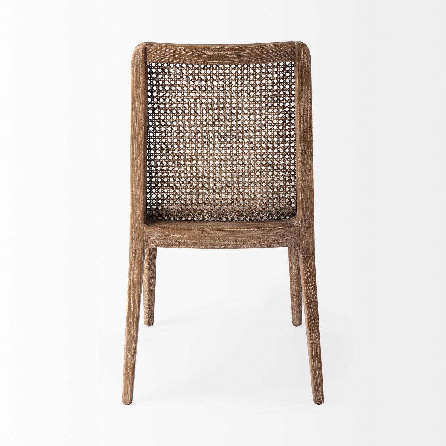 Clara Light Brown Wood Dining Chair with Cream Fabric Seat and Cane Back - Set of 2, Elegant and Comfortable Seating