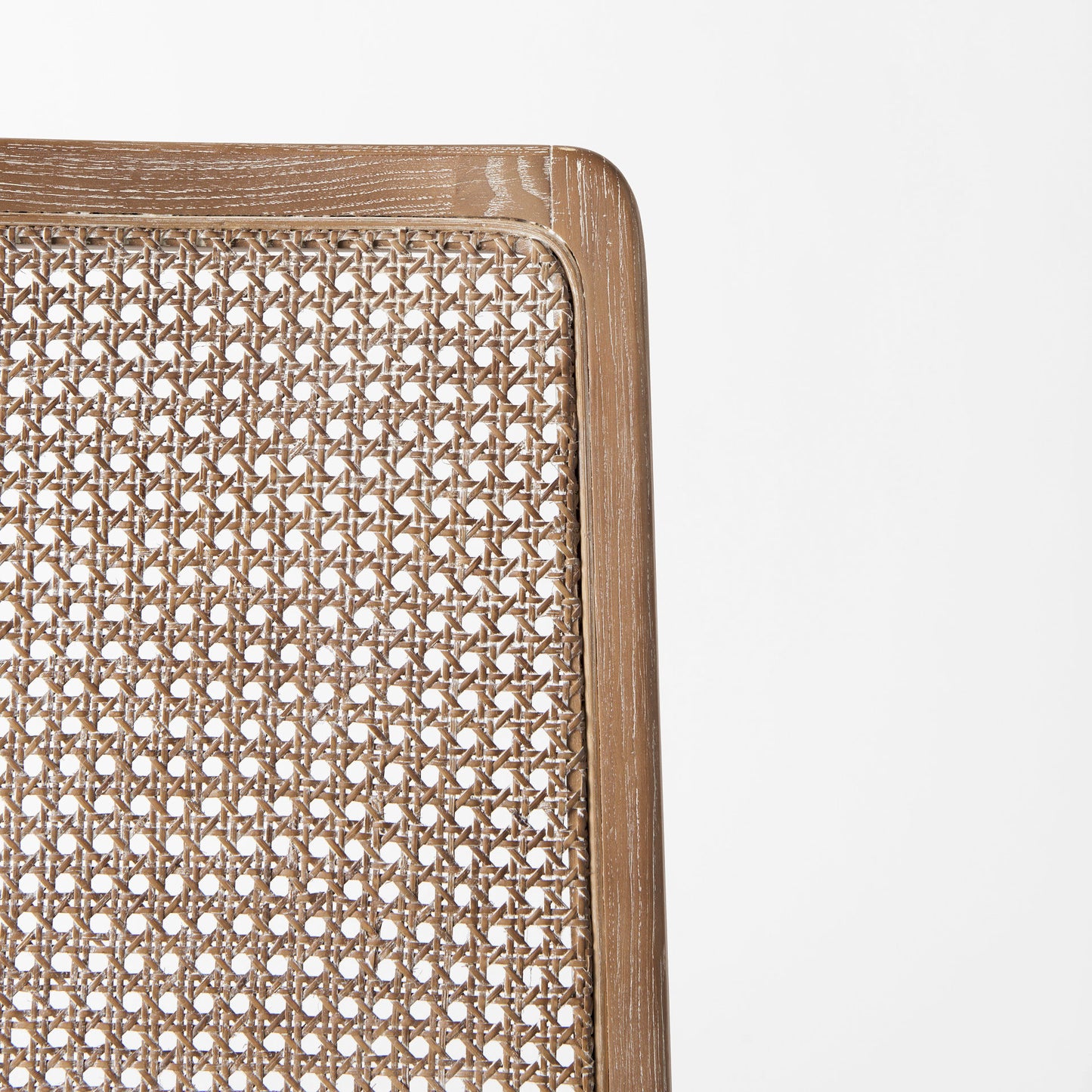 Clara Light Brown Wood Dining Chair with Cream Fabric Seat and Cane Back - Set of 2, Elegant and Comfortable Seating