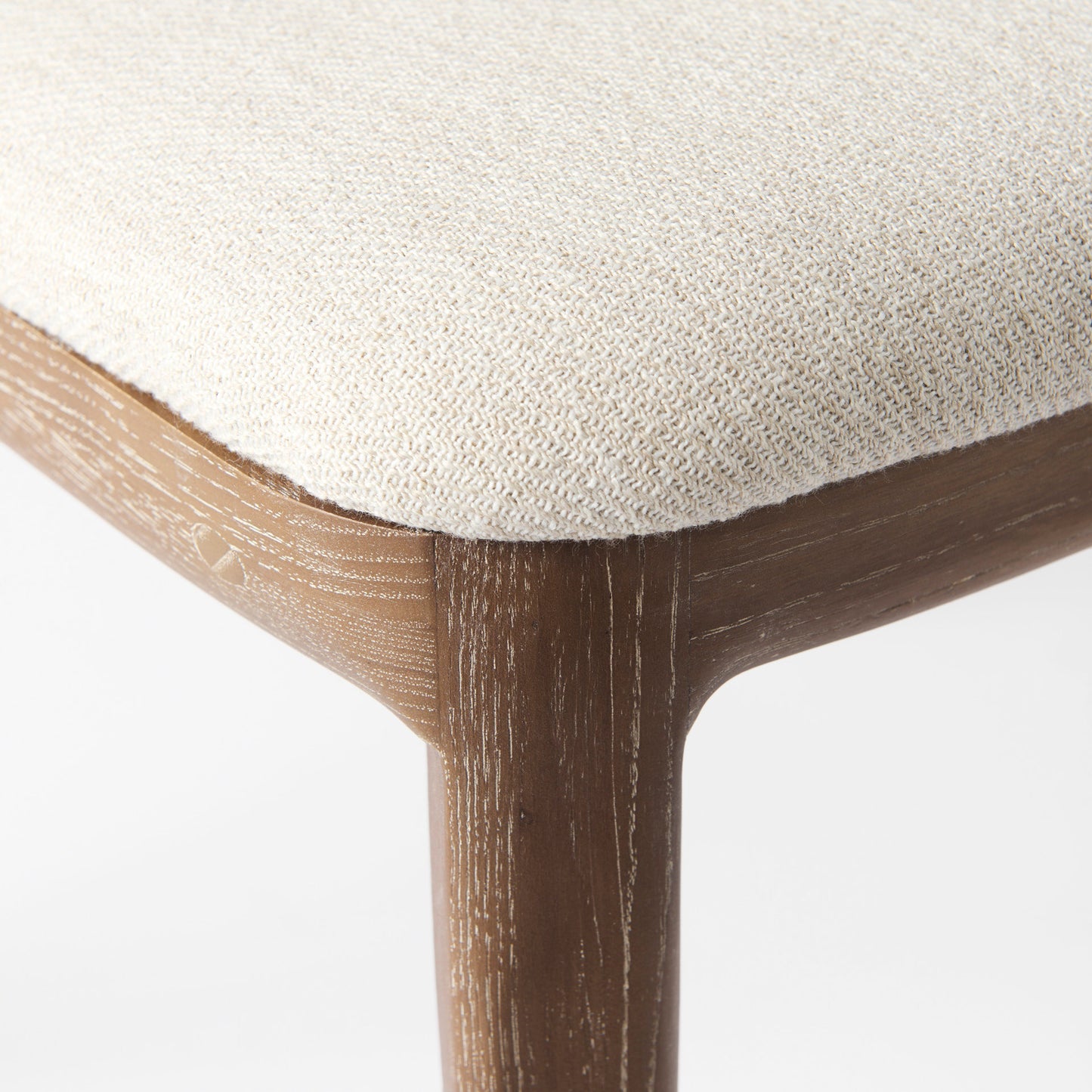 Clara Light Brown Wood Dining Chair with Cream Fabric Seat and Cane Back - Set of 2, Elegant and Comfortable Seating