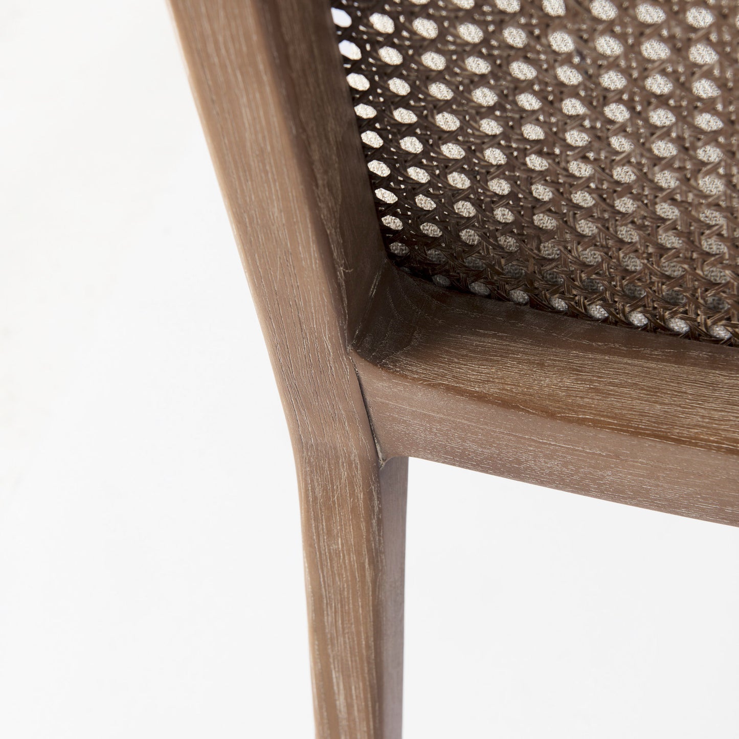 Clara Light Brown Wood Dining Chair with Cream Fabric Seat and Cane Back - Set of 2, Elegant and Comfortable Seating