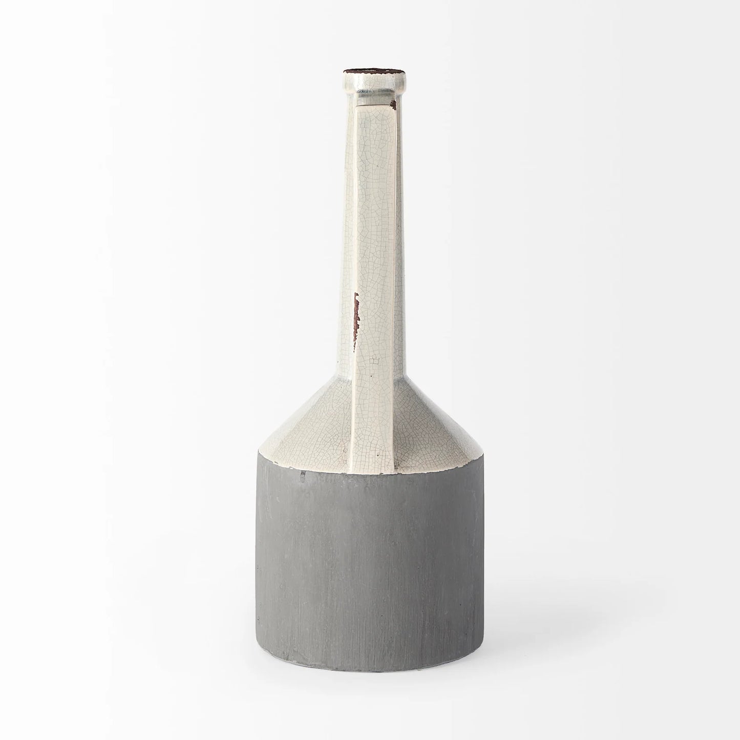 Burton Elegant Two-Tone Gray Ceramic Jug Vase - Stylish Home Decor, Perfect for Any Space