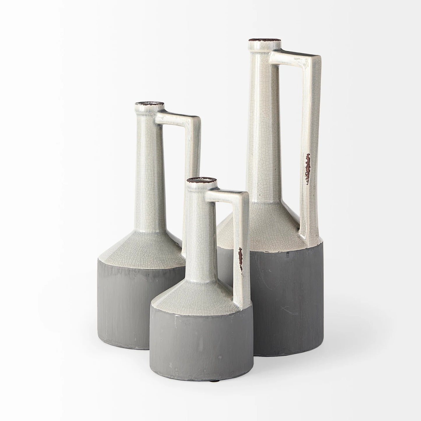 Burton Elegant Two-Tone Gray Ceramic Jug Vase - Stylish Home Decor, Perfect for Any Space