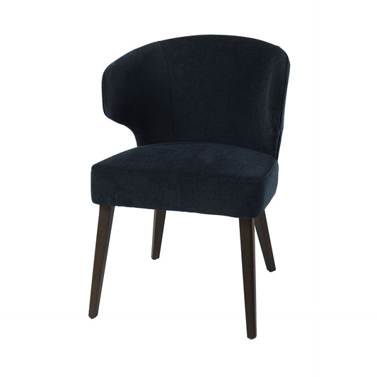 Niles Wingback Dining Chair β Navy Fabric Seat with Dark Brown Wooden Legs