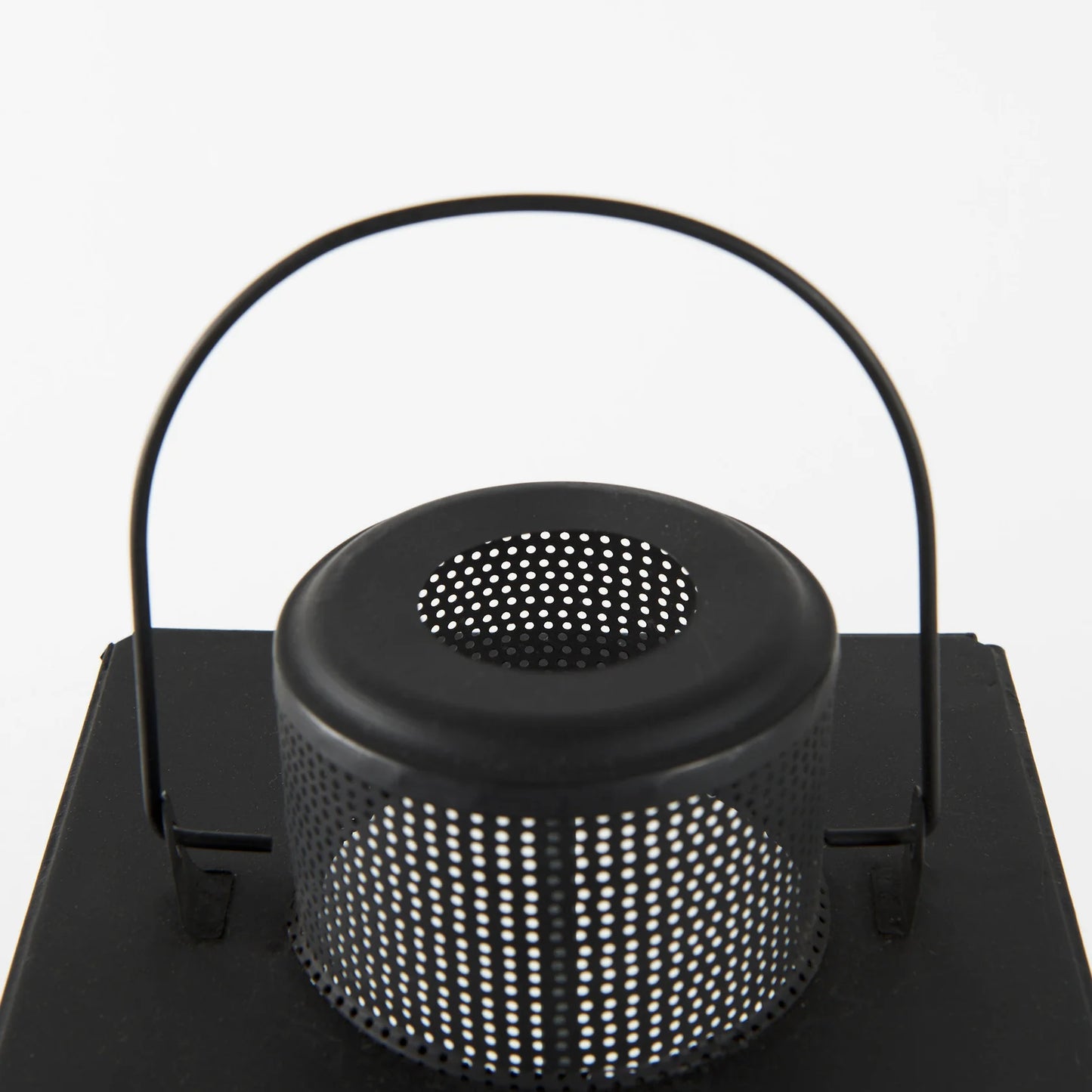 Gamfield Industrial-Style Metal and Glass Lantern - 6.1L x 6.1W x 16.7H, Vintage Black Charm