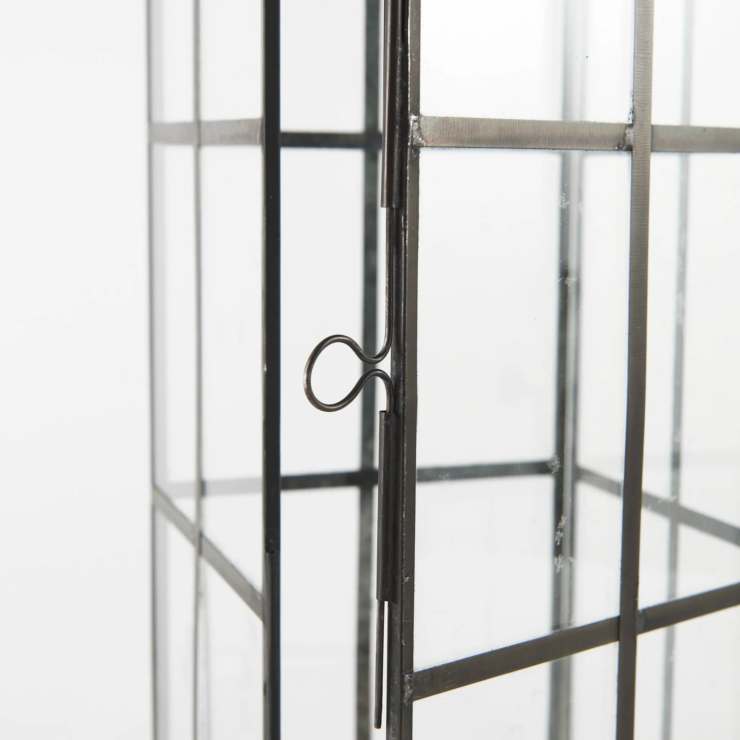 Gamfield Industrial-Style Metal and Glass Lantern - 6.1L x 6.1W x 16.7H, Vintage Black Charm