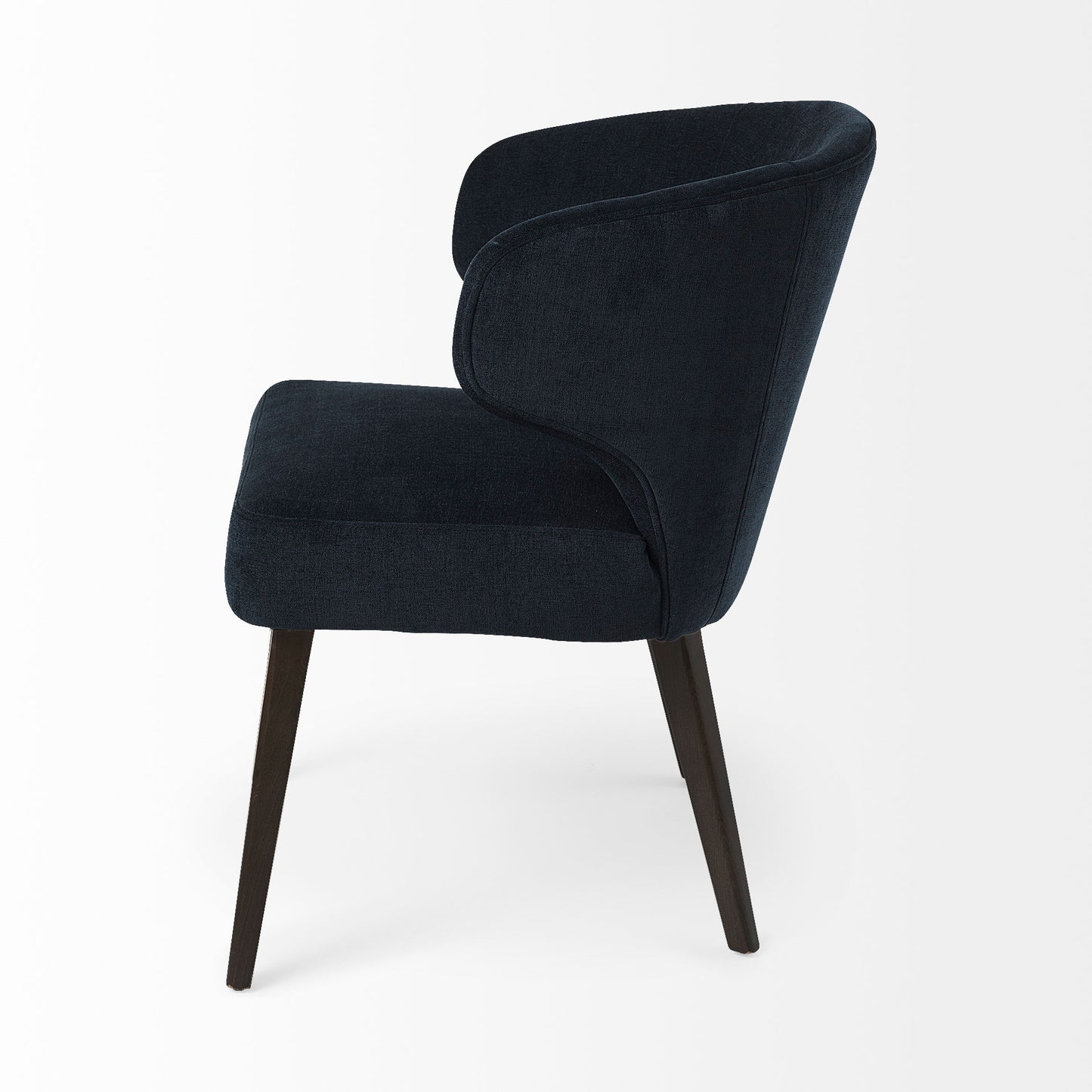 Niles Navy Fabric Seat with Dark Brown Wooden Legs Wingback Dining Chair - Stylish and Comfortable Seating
